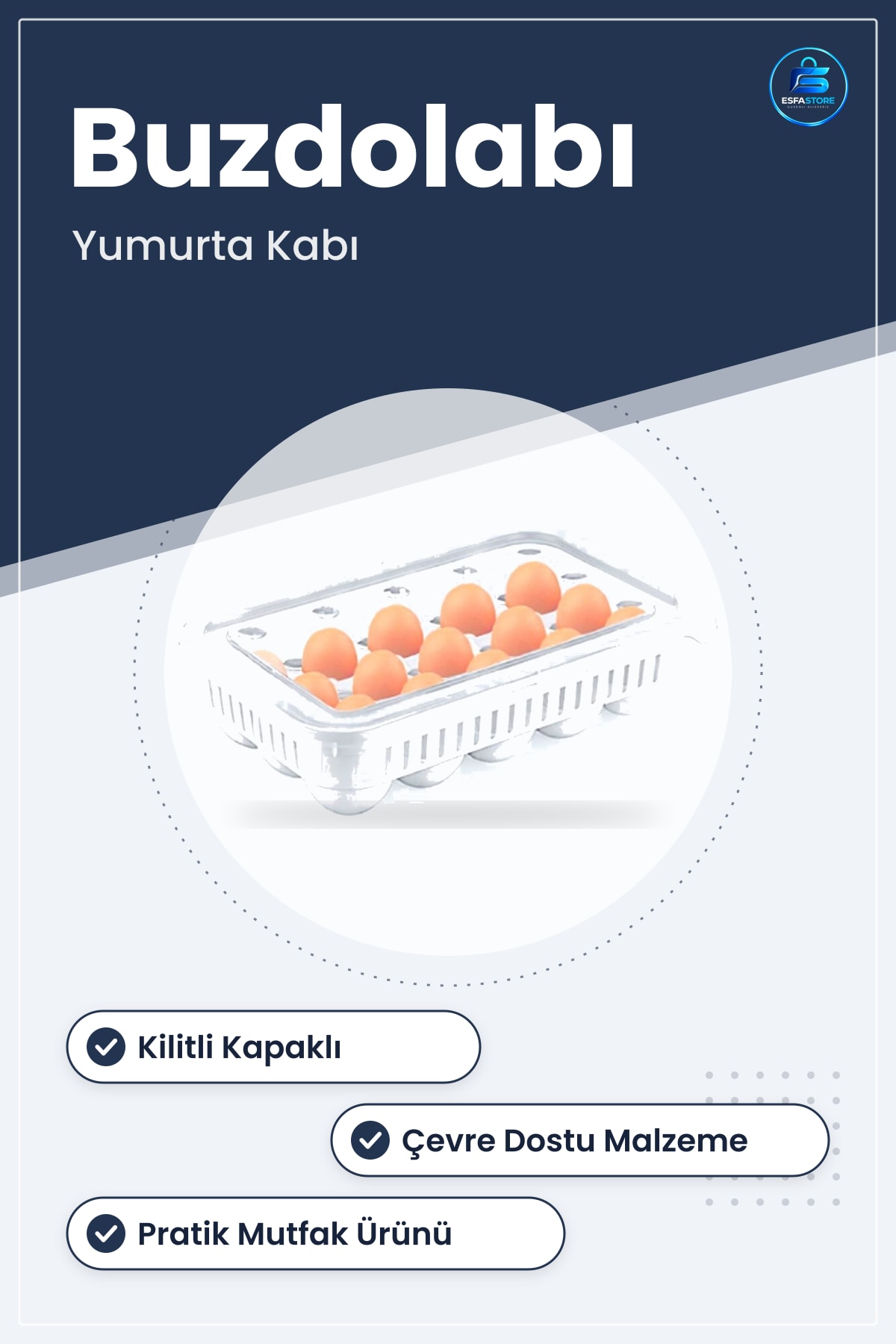 Kilitli Kapaklı Yumurta Saklama Kabı Buzdolabı Düzenleyici Çevre Dostu Malzeme Pratik Mutfak