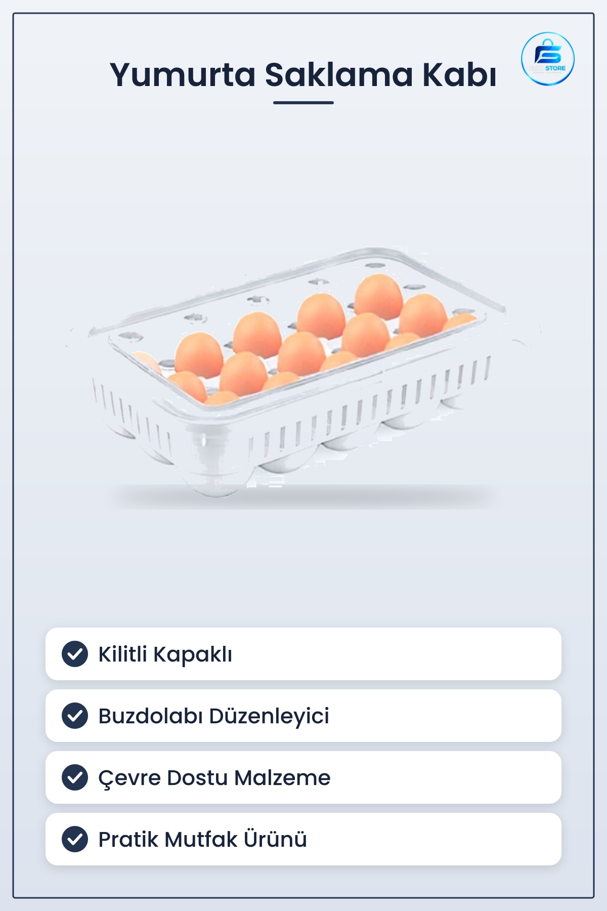 Kilitli Kapaklı Yumurta Saklama Kabı Buzdolabı Düzenleyici Çevre Dostu Malzeme Pratik Mutfak