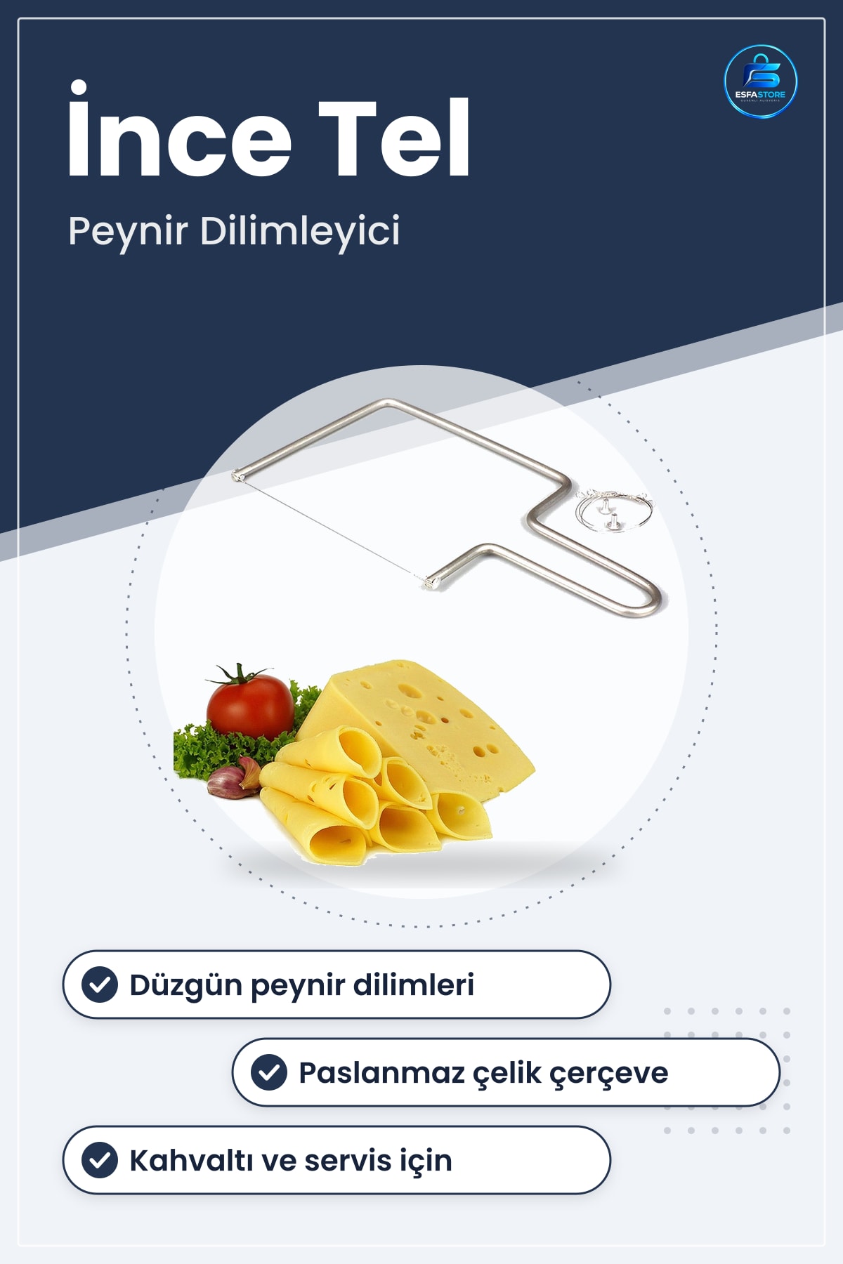 Peynir Dilimleyici Paslanmaz Çelik Telli Testere Mutfak Kesme Aparatı Pratik Kullanışlı Hediyelik