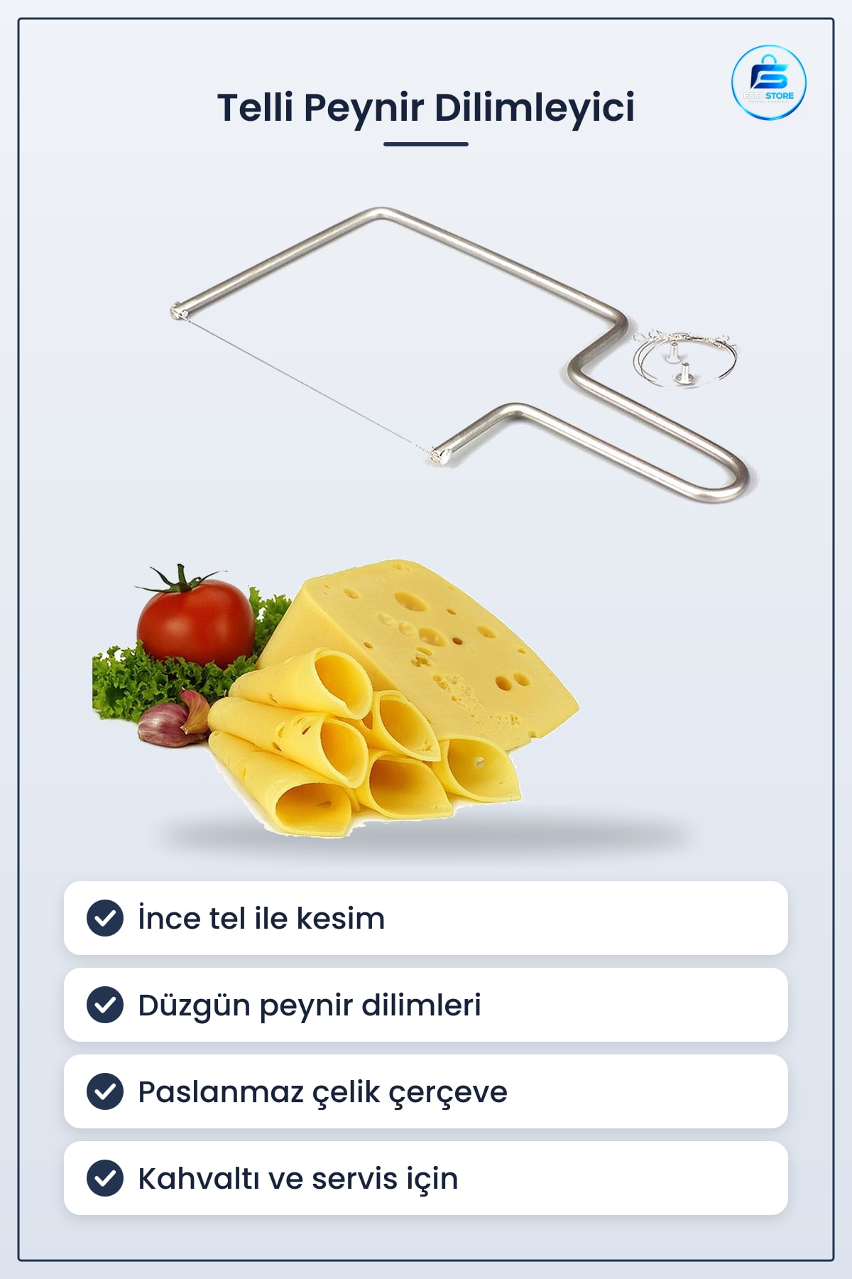 Peynir Dilimleyici Paslanmaz Çelik Telli Testere Mutfak Kesme Aparatı Pratik Kullanışlı Hediyelik
