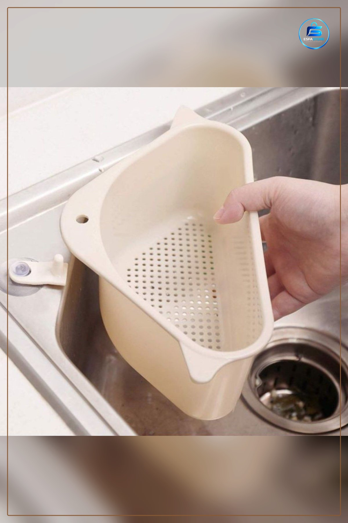 Vantuzlu Üçgen Lavabo Süzgeç Sepeti Evye Köşe Sünger Tutucu Mutfak Düzenleyici Pratik Dayanıklı