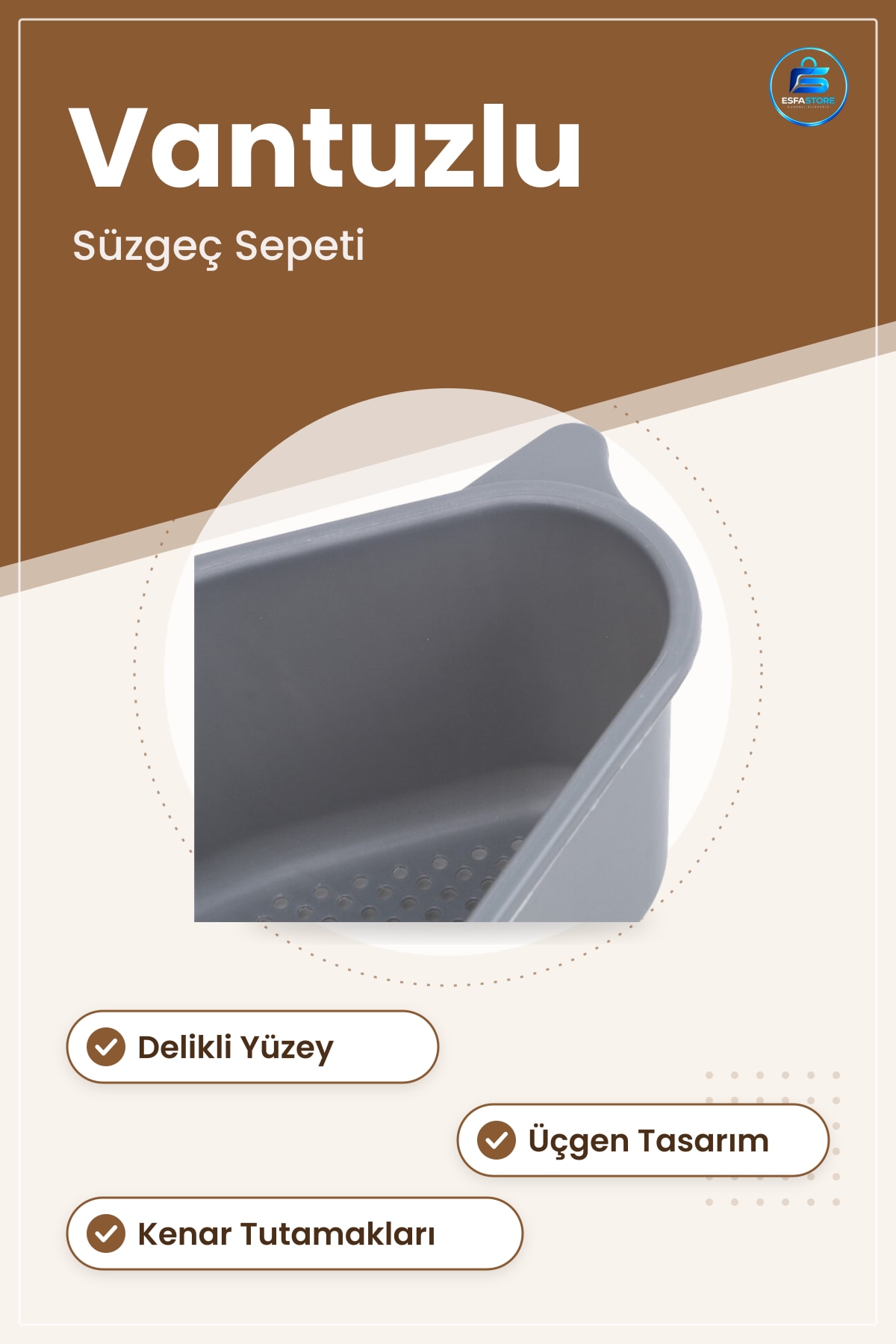 Vantuzlu Üçgen Lavabo Süzgeç Sepeti Evye Köşe Sünger Tutucu Mutfak Düzenleyici Pratik Dayanıklı
