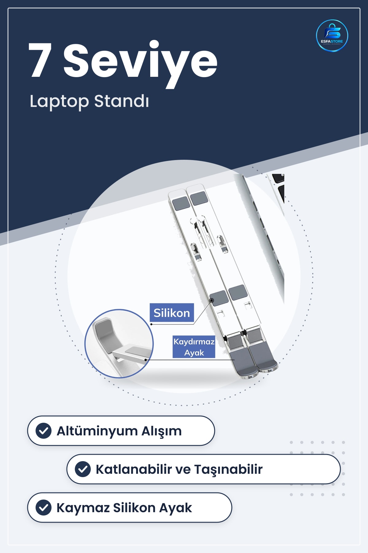 Dizüstü Bilgisayar Standı Katlanabilir Ayarlanabilir Taşınabilir Ergonomik Laptop Yükseltici Kompakt