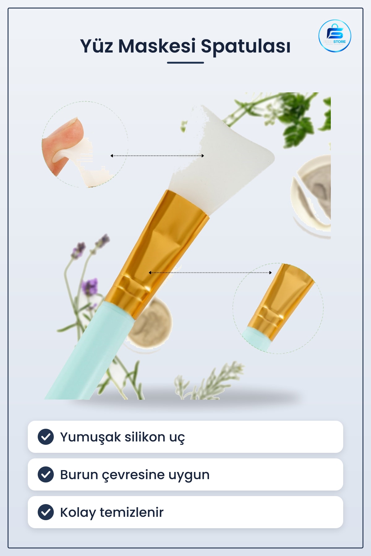 Yüz Maskesi Spatulası Silikon Cilt Bakımı Uygulayıcı Esnek Hijyenik Kolay Temizlenen Pratik