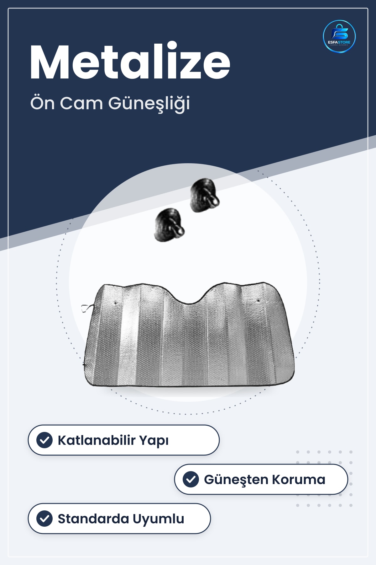 Araba Ön Cam Güneşliği Oto Metalize Alüminyum Katlanabilir Güneşten Koruyucu Perde Pratik