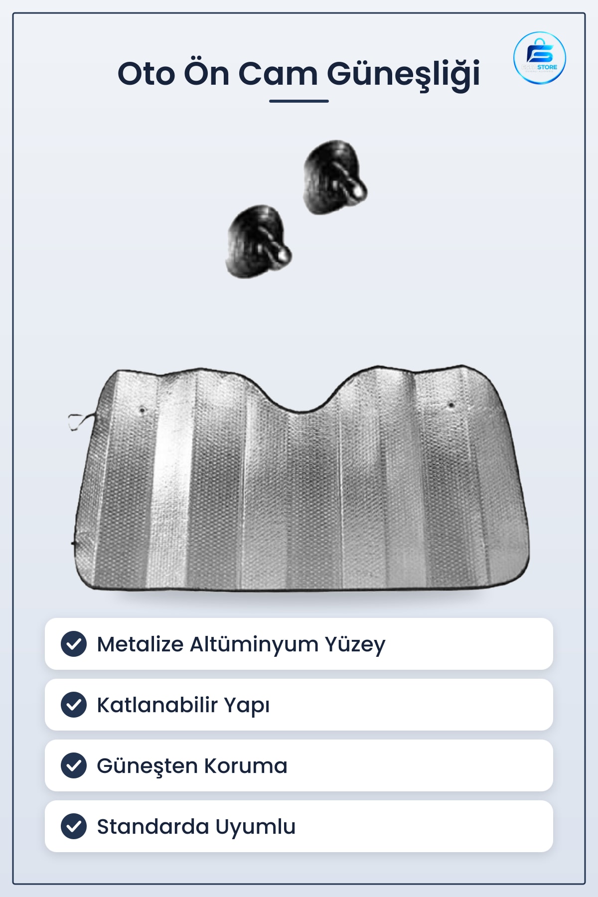 Araba Ön Cam Güneşliği Oto Metalize Alüminyum Katlanabilir Güneşten Koruyucu Perde Pratik