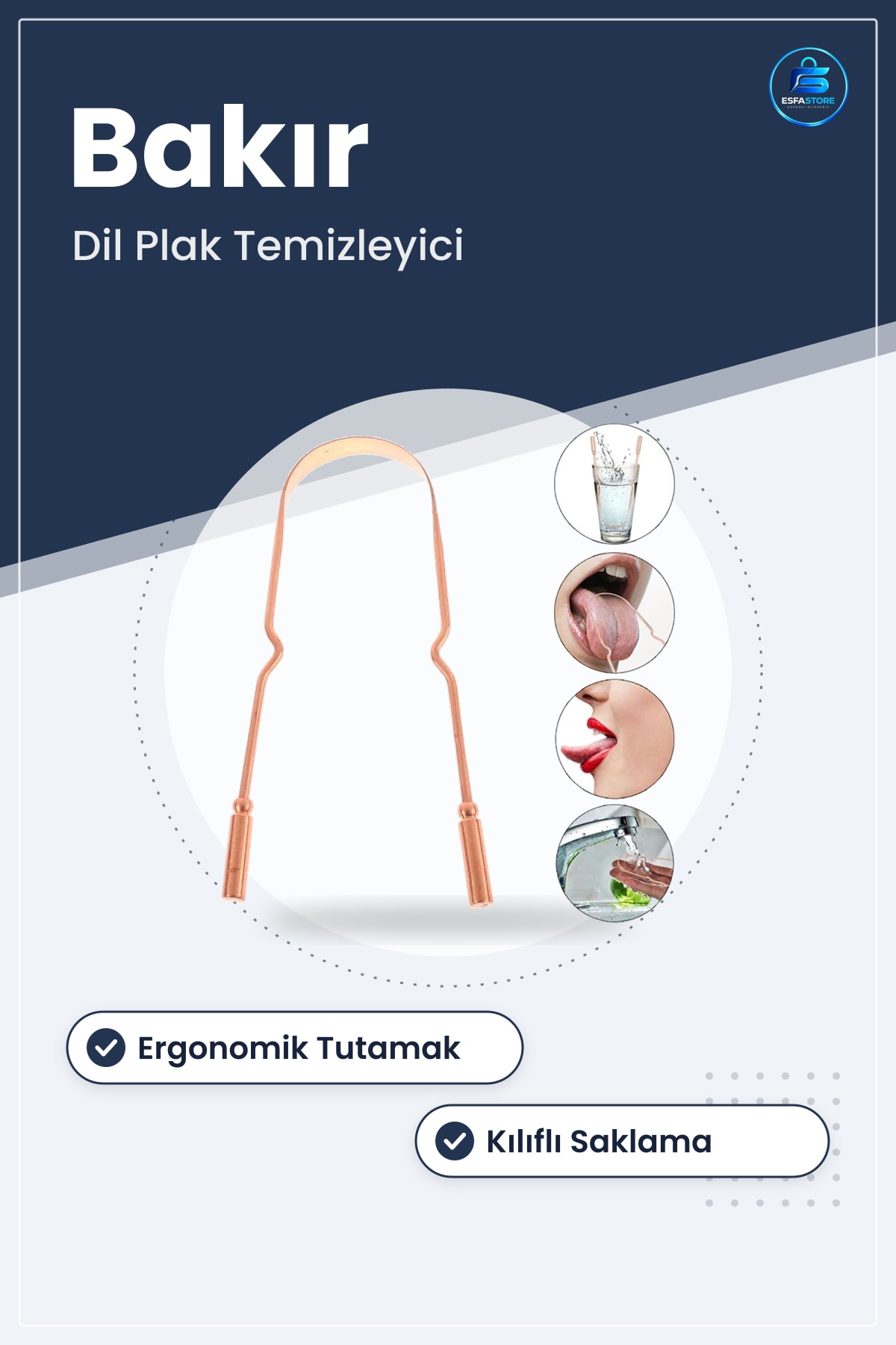 Dil Plak Temizleyici Sıyırıcı Ağız Hijyeni İçin Dayanıklı Pratik Kullanımlı Ergonomik Tutamaklı