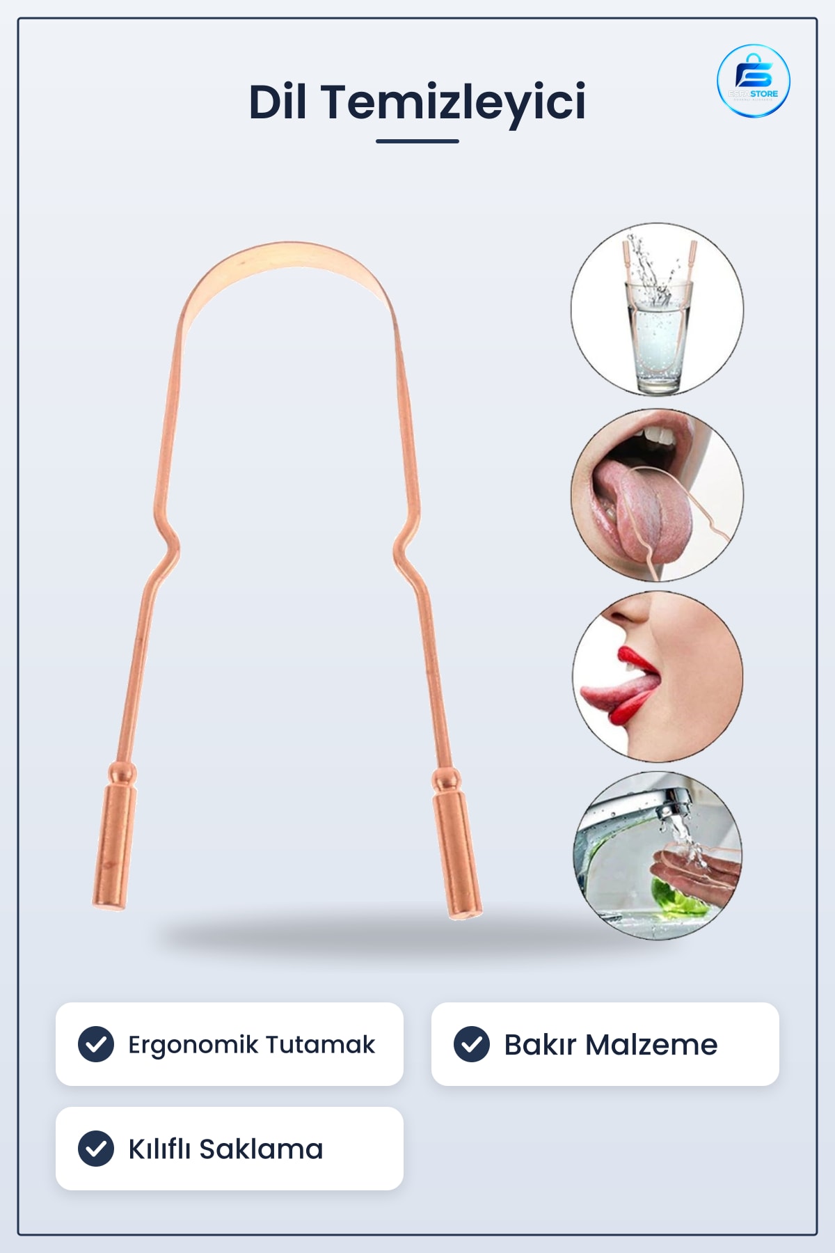 Dil Plak Temizleyici Sıyırıcı Ağız Hijyeni İçin Dayanıklı Pratik Kullanımlı Ergonomik Tutamaklı