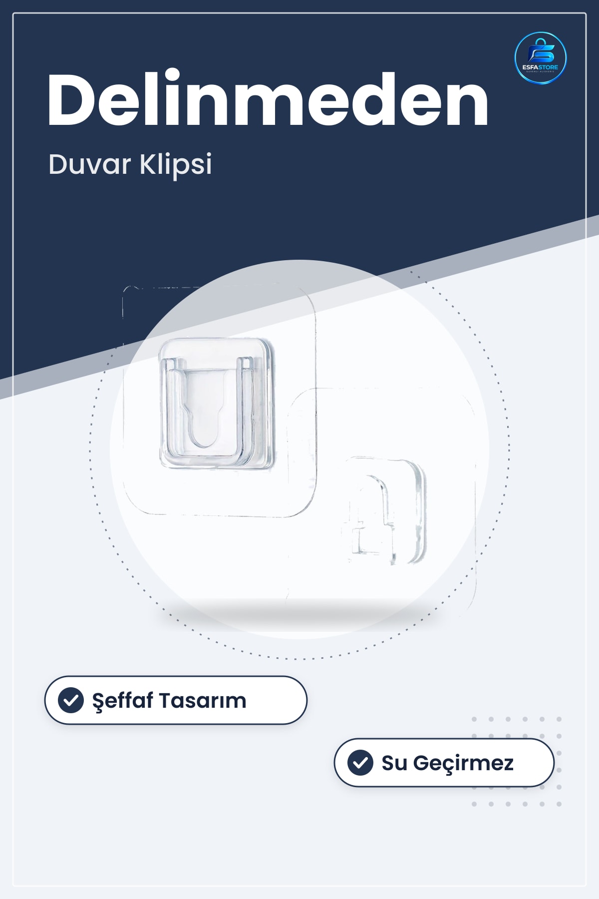 Yapışkan Geçmeli Klips Şeffaf Duvar Askısı Delinmeden Monte Edilebilir Banyo Mutfak Sabitleyici