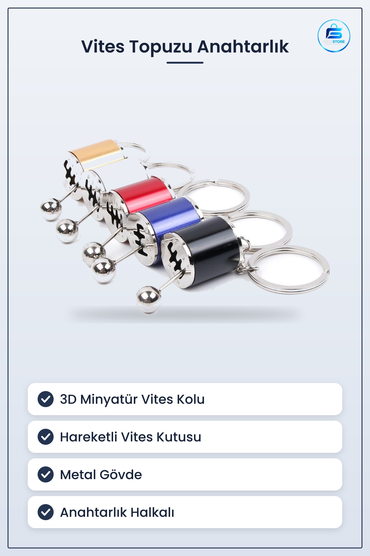 Hareketli Araba Vites Topuzu Anahtarlık Manuel Şanzıman Dişli Shifter Metal Oto Hediyelik