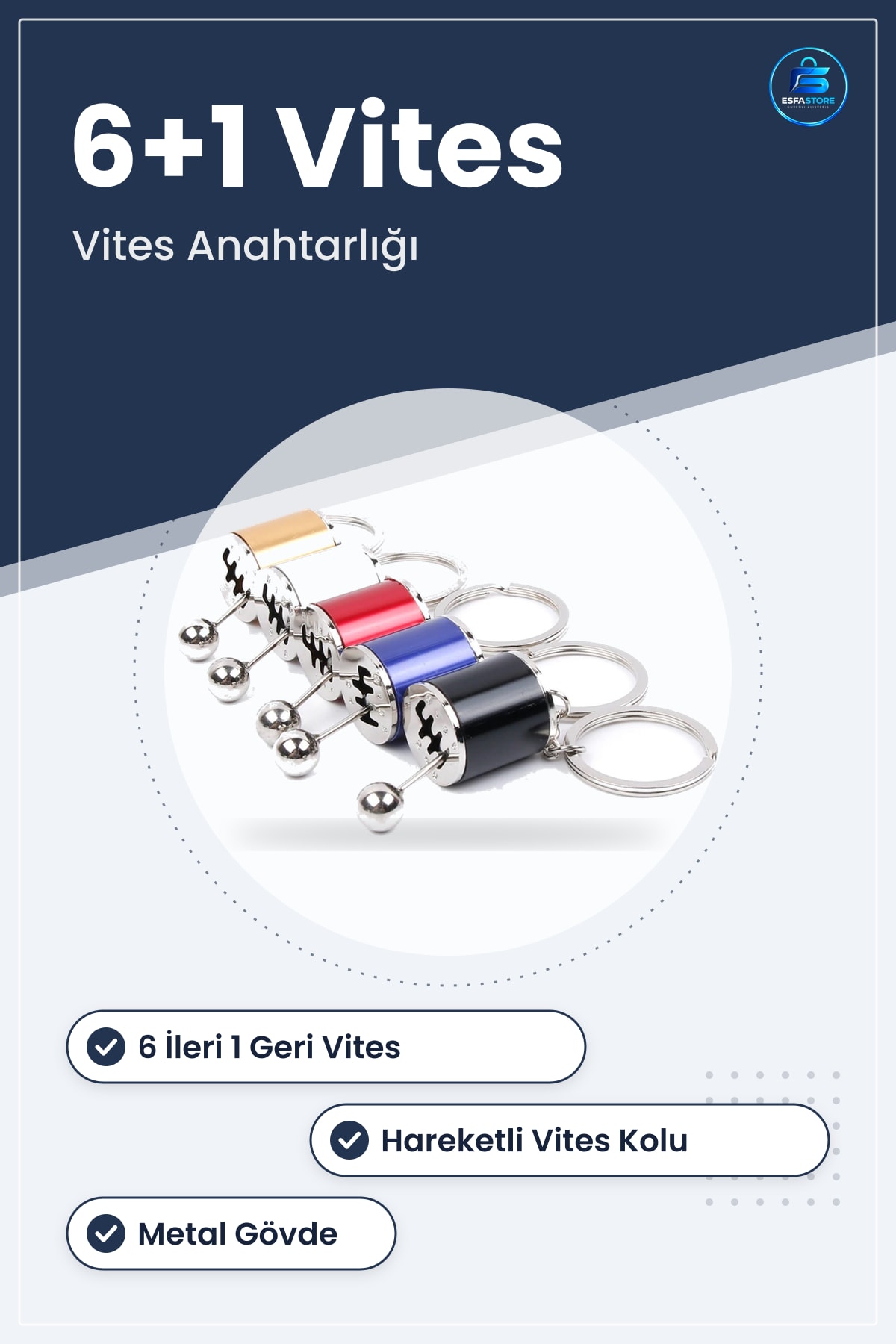 Araba Vites Anahtarlık Altı Hız Manuel Dişli Shifter Metal Hareketli Kullanışlı Pratik Hediyelik