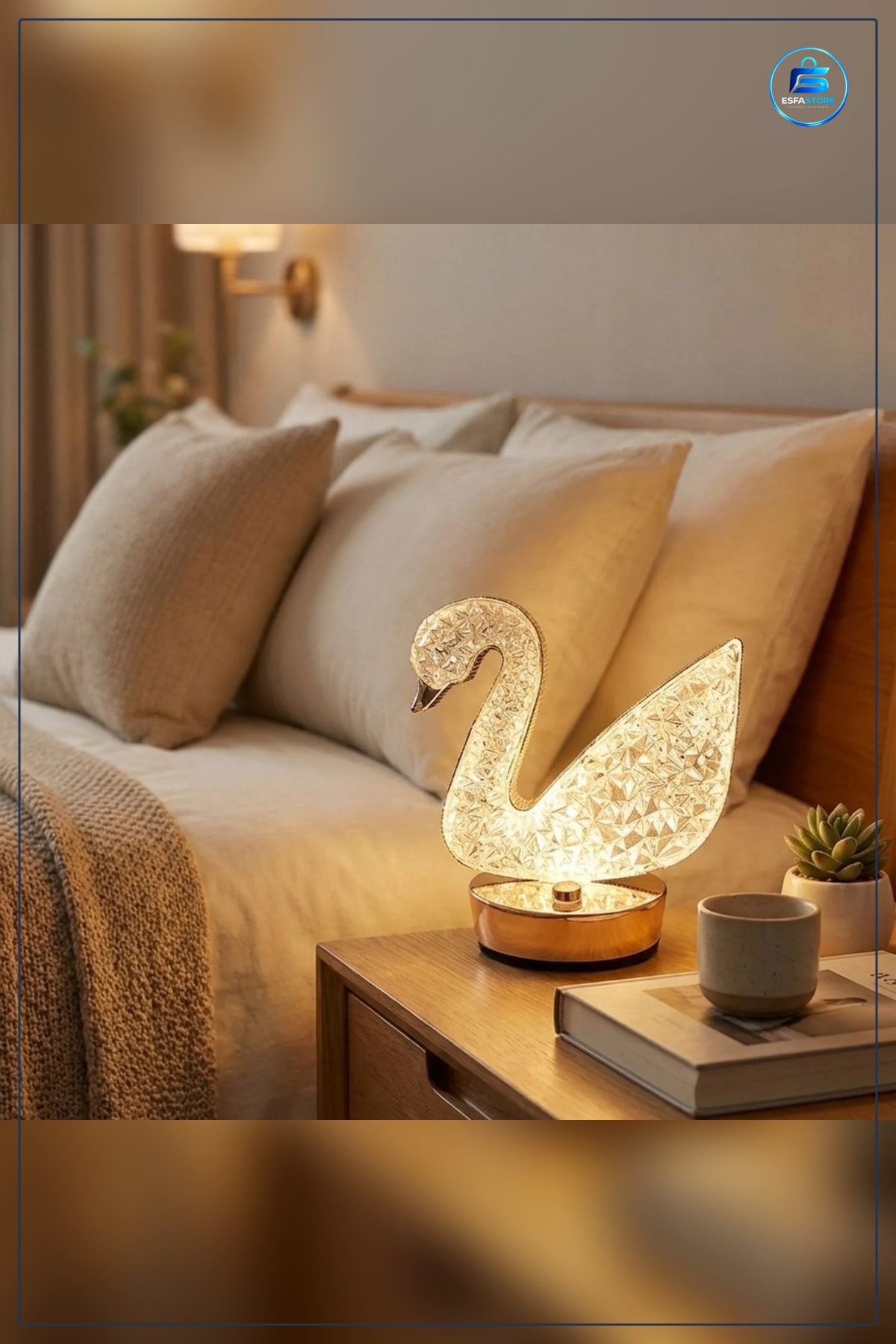 Kristal Kuğu Model LED Masa Lambası Dokunmatik Şarjlı Dekoratif Gece Işığı Abajur Hediyelik