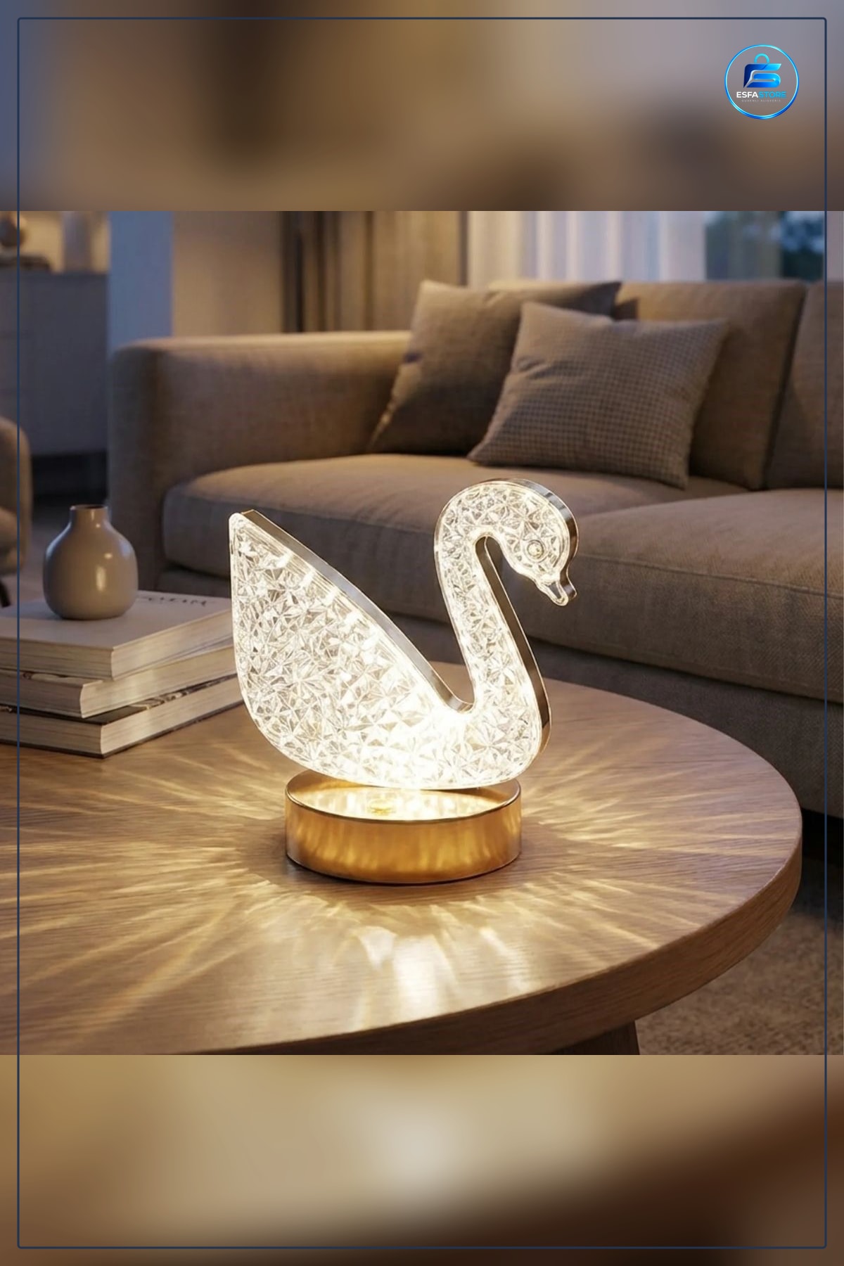 Kristal Kuğu Model LED Masa Lambası Dokunmatik Şarjlı Dekoratif Gece Işığı Abajur Hediyelik