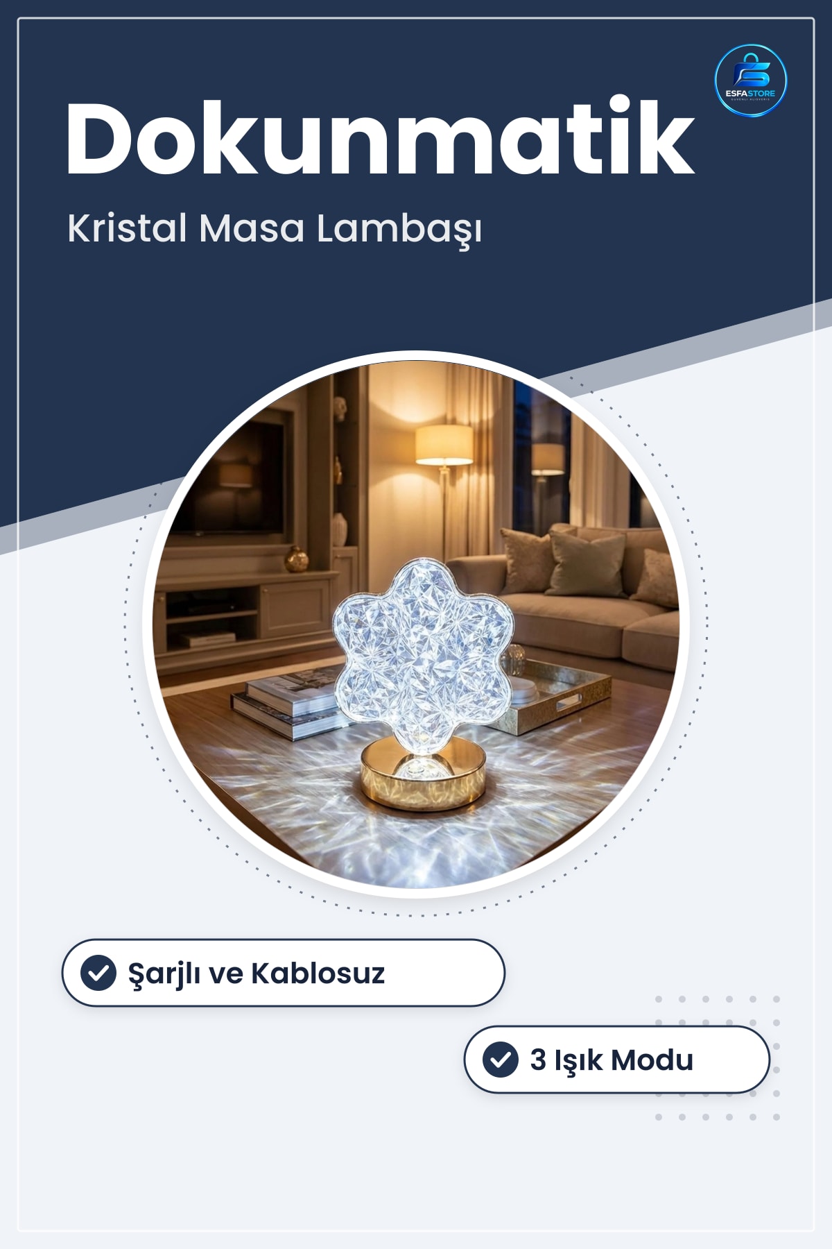 Çiçek Model Kristal Masa Lambası Dokunmatik Şarjlı Mini Dekoratif Gece Işığı Kablosuz Tasarım