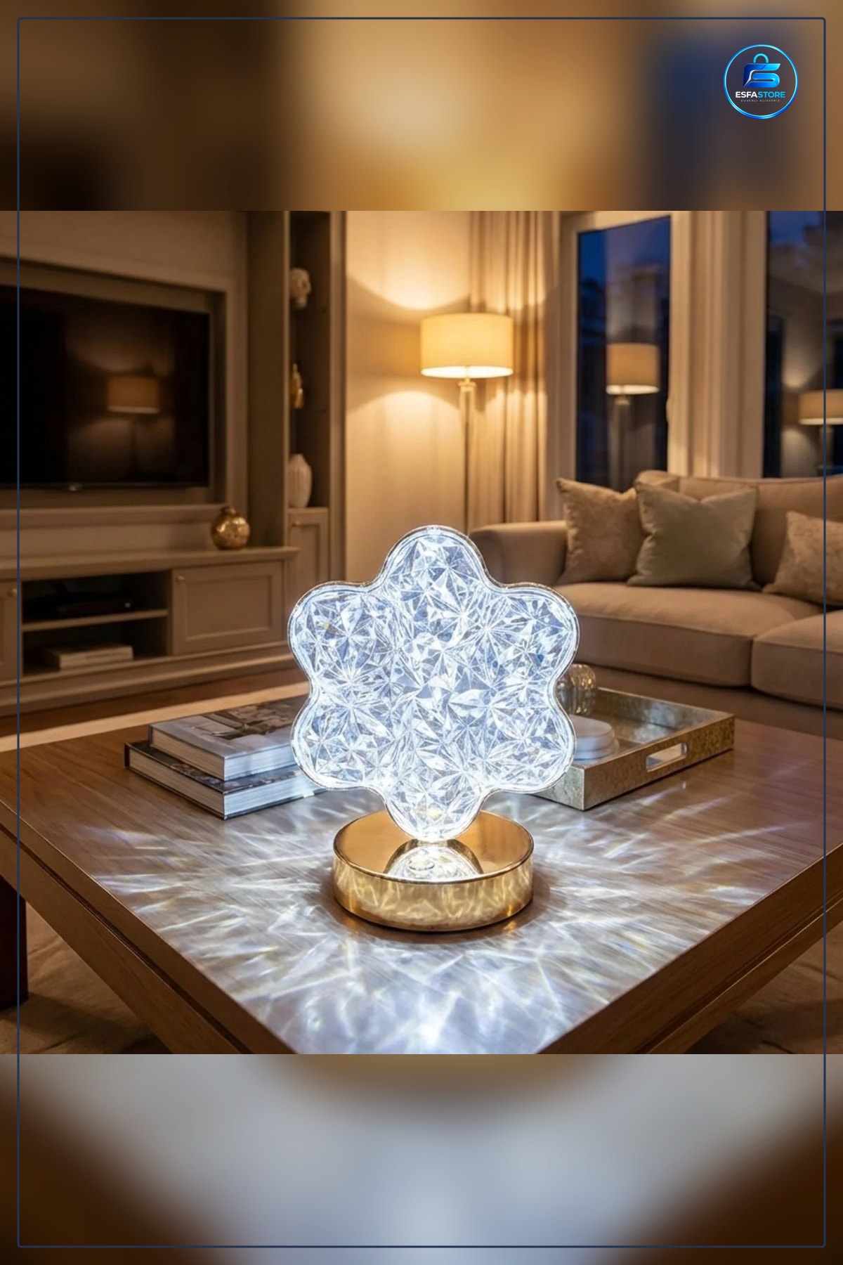 Çiçek Model Kristal Masa Lambası Dokunmatik Şarjlı Mini Dekoratif Gece Işığı Kablosuz Tasarım