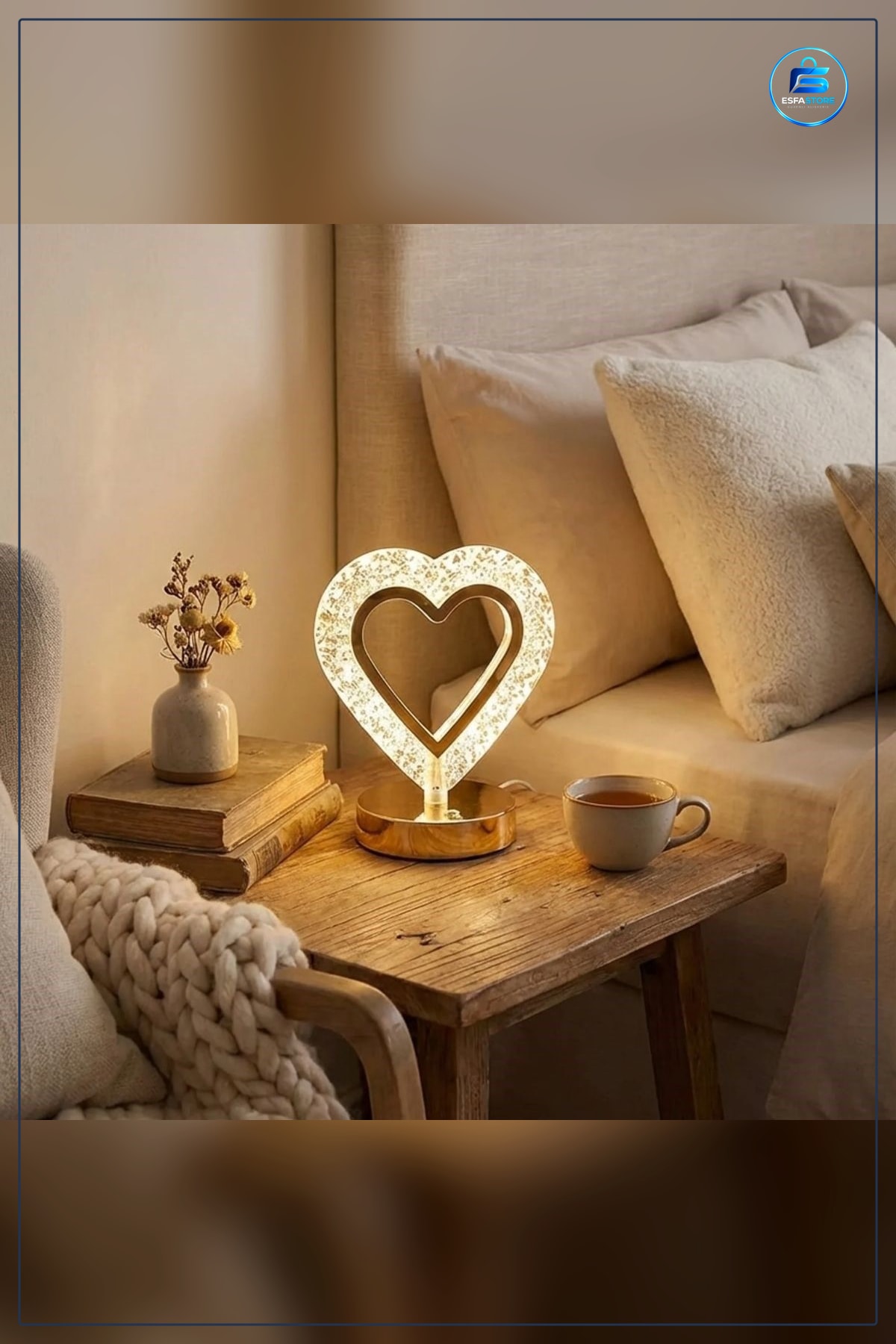 Kalp Formlu Kristal LED Masa Lambası Dokunmatik Şarjlı Dekoratif Gece Hediyelik Ev Dekoru