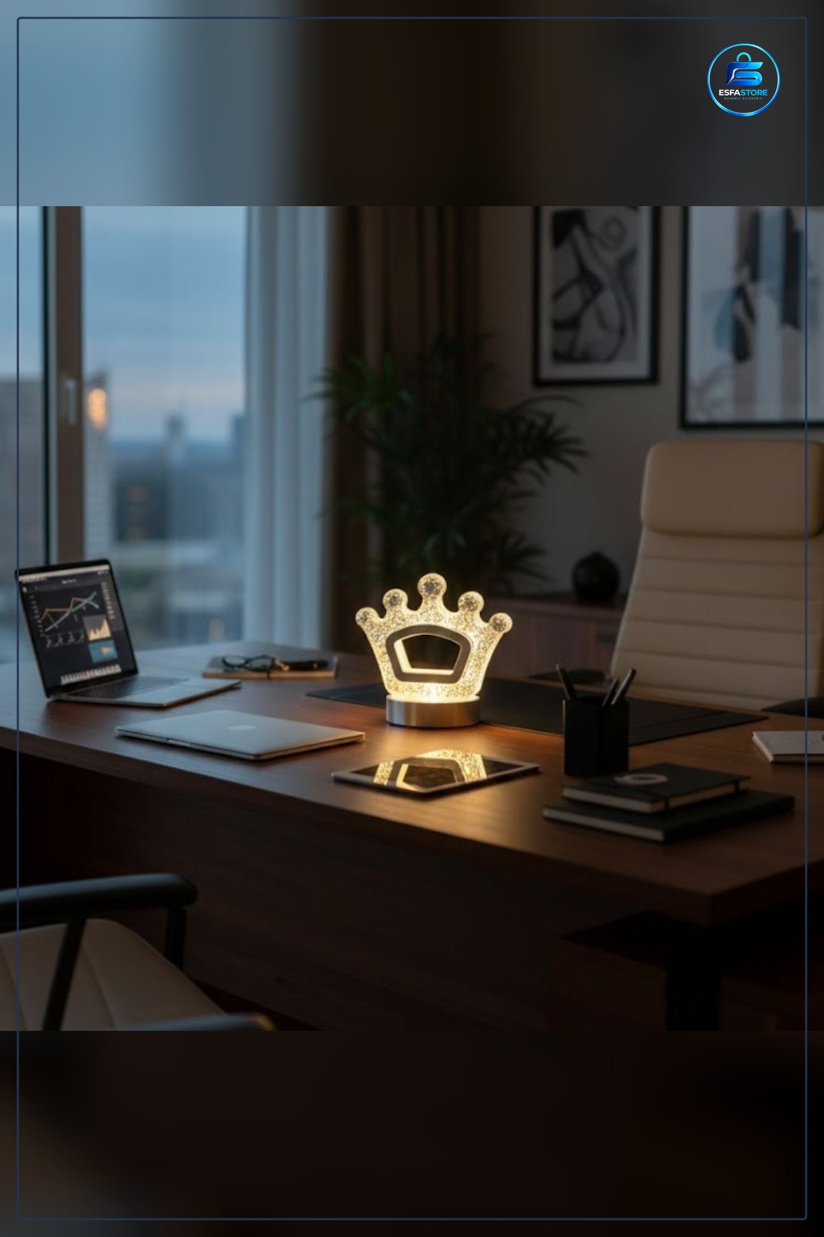 Kral Tacı Model Kristal LED Masa Lambası Dokunmatik Şarjlı Dekoratif Gece Işığı Hediyelik