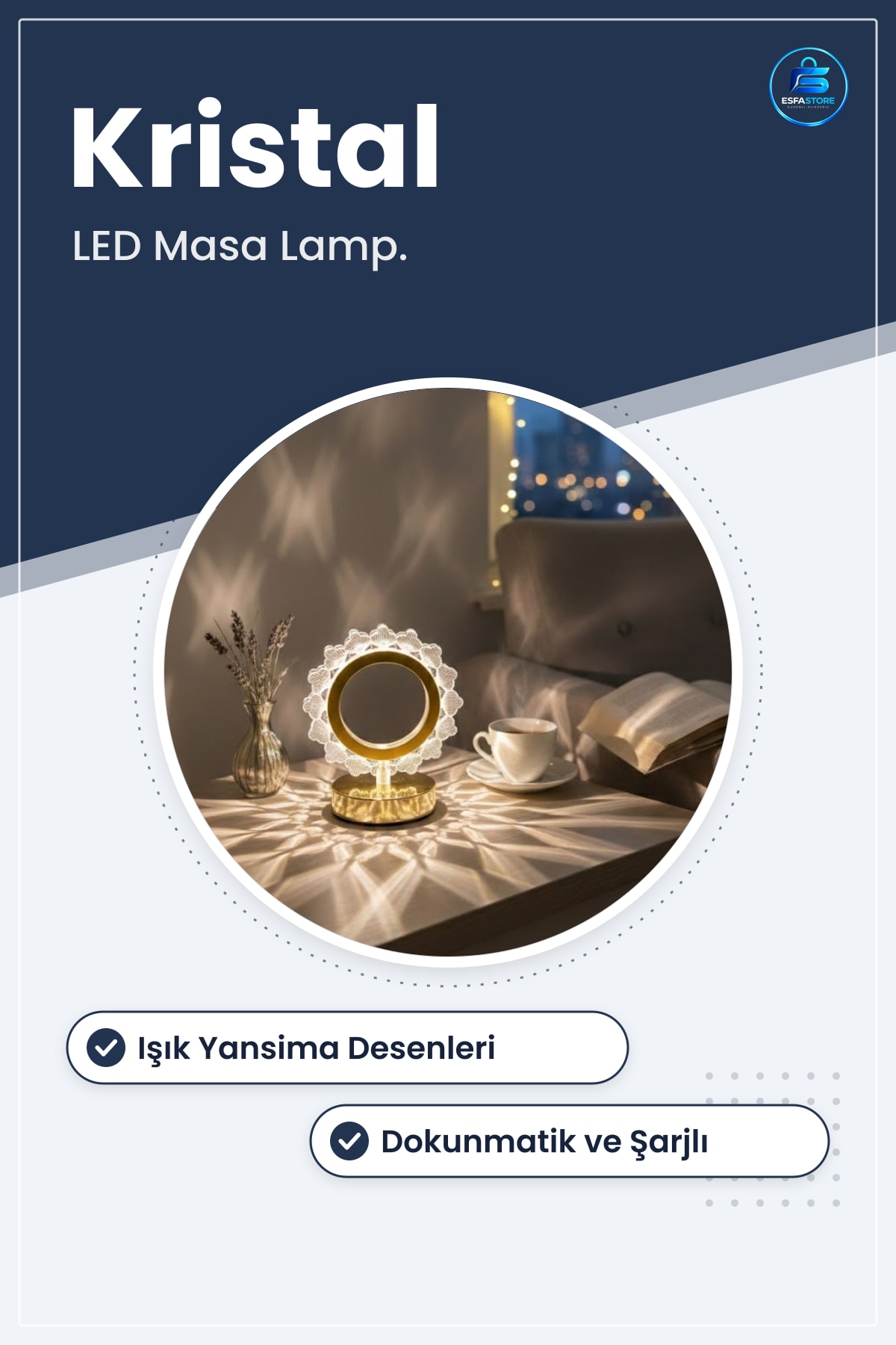 Güneş Şeklinde Kristal LED Masa Lambası Dokunmatik Şarjlı Dekoratif Gece Işığı Hediyelik