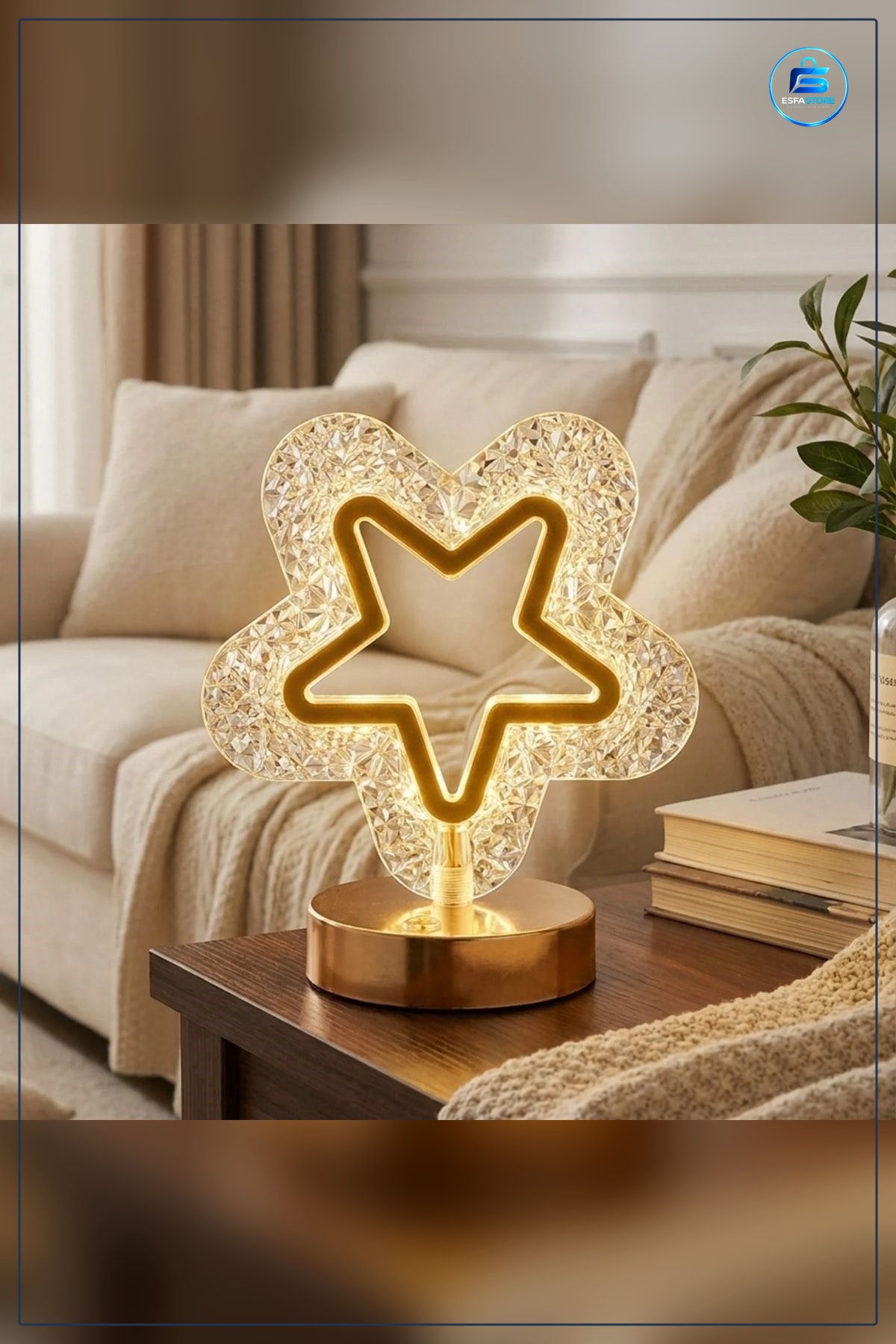 İçi Boş Yıldız Kristal LED Masa Lambası Dokunmatik Şarjlı Dekoratif Gece Hediyelik Ev Dekoru