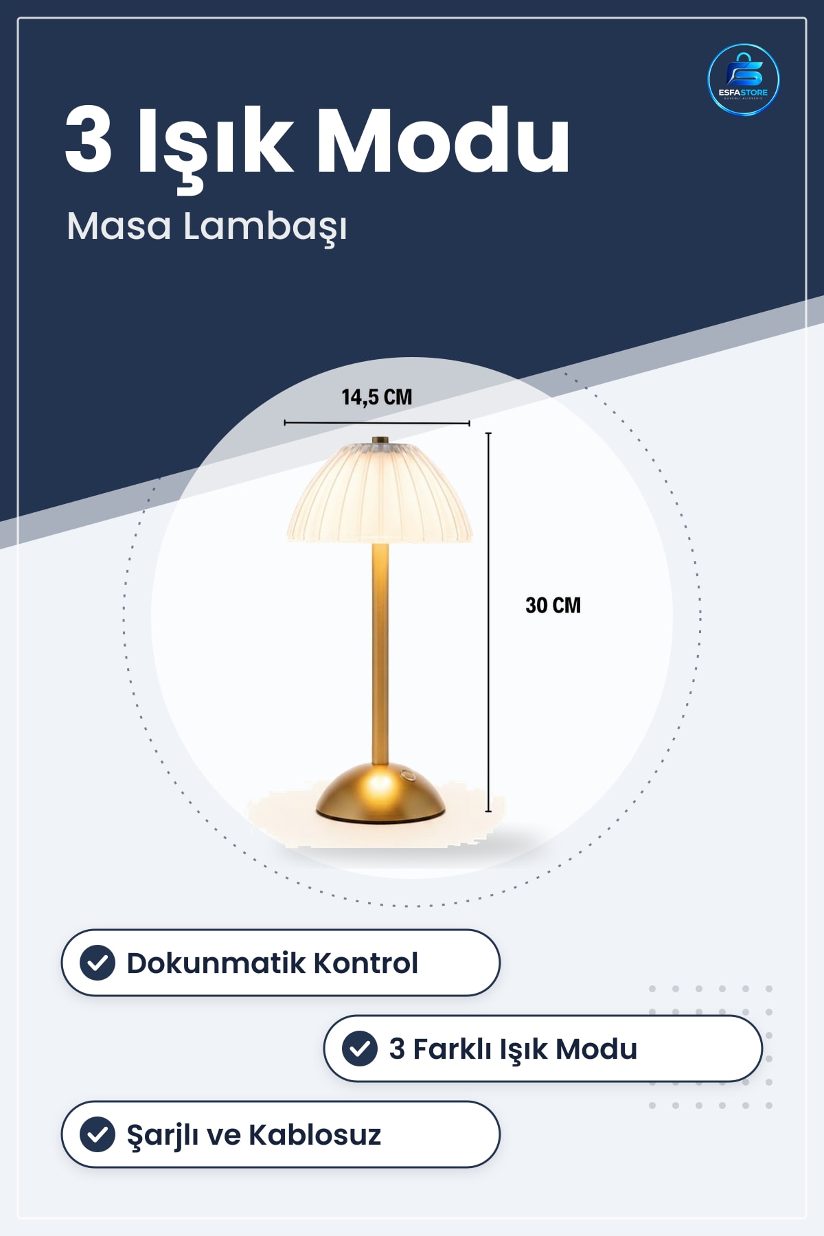 Mantar Formlu Çizgili Modern Dokunmatik LED Masa Lambaısı Şarjlı Dekoratif Gece Kablosuz Pratik