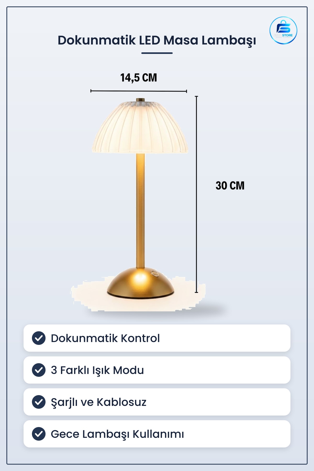 Mantar Formlu Çizgili Modern Dokunmatik LED Masa Lambaısı Şarjlı Dekoratif Gece Kablosuz Pratik