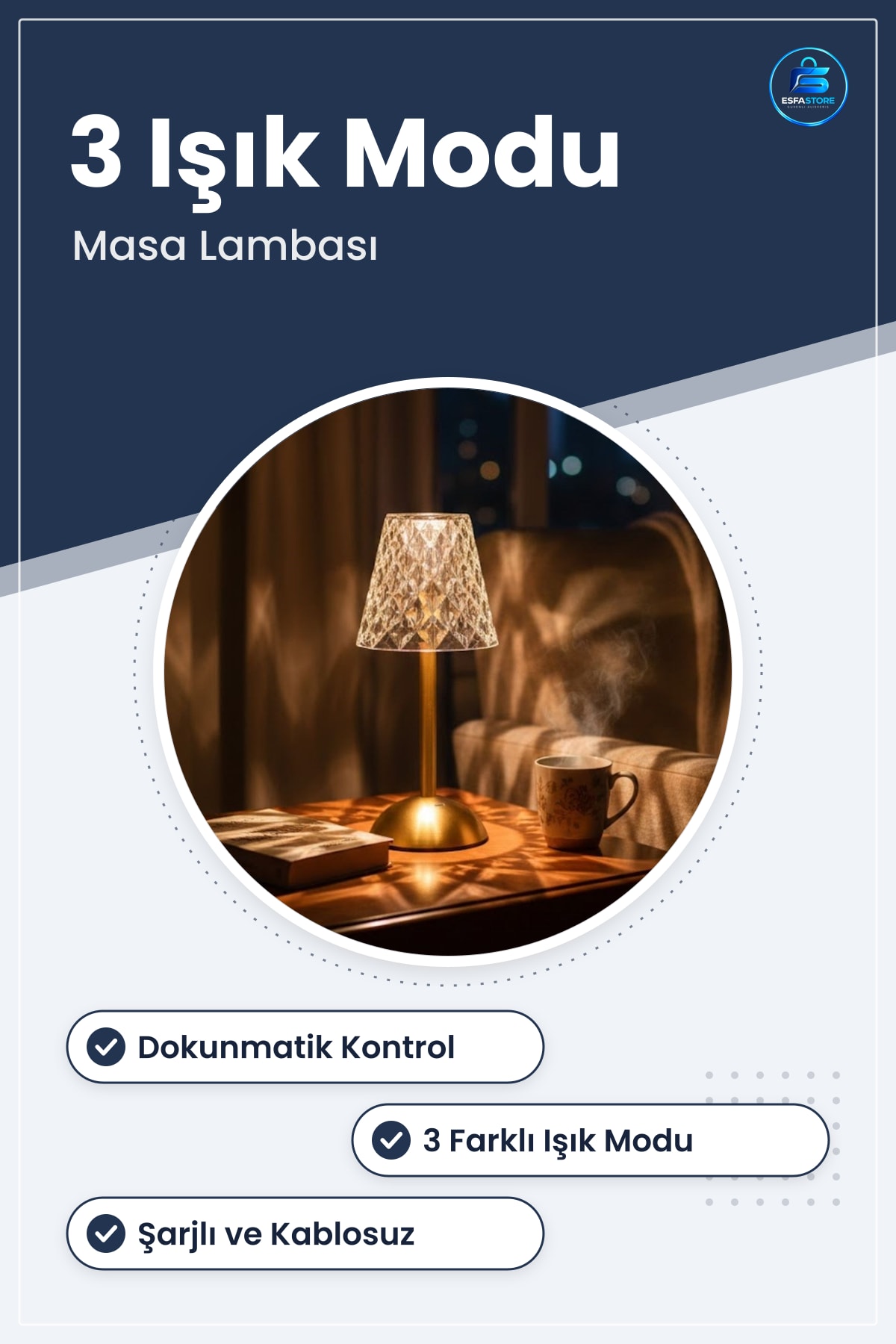 Masa Lambası Kristal Baklava Model Dokunmatik LED Şarjlı Dekoratif Gece Işığı Modern Hediyelik