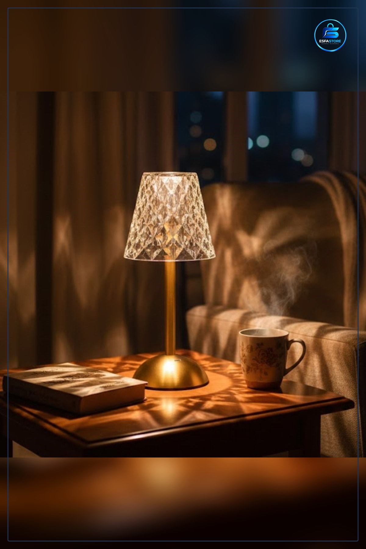 Masa Lambası Kristal Baklava Model Dokunmatik LED Şarjlı Dekoratif Gece Işığı Modern Hediyelik