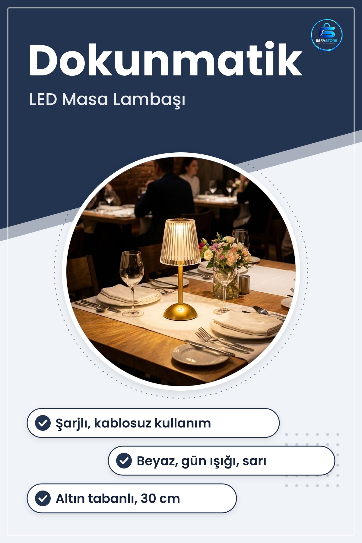 Uzun Klasik Çizgili LED Masa Lambası Dokunmatik Şarjlı Dekoratif Gece Işığı Hediyelik Pratik