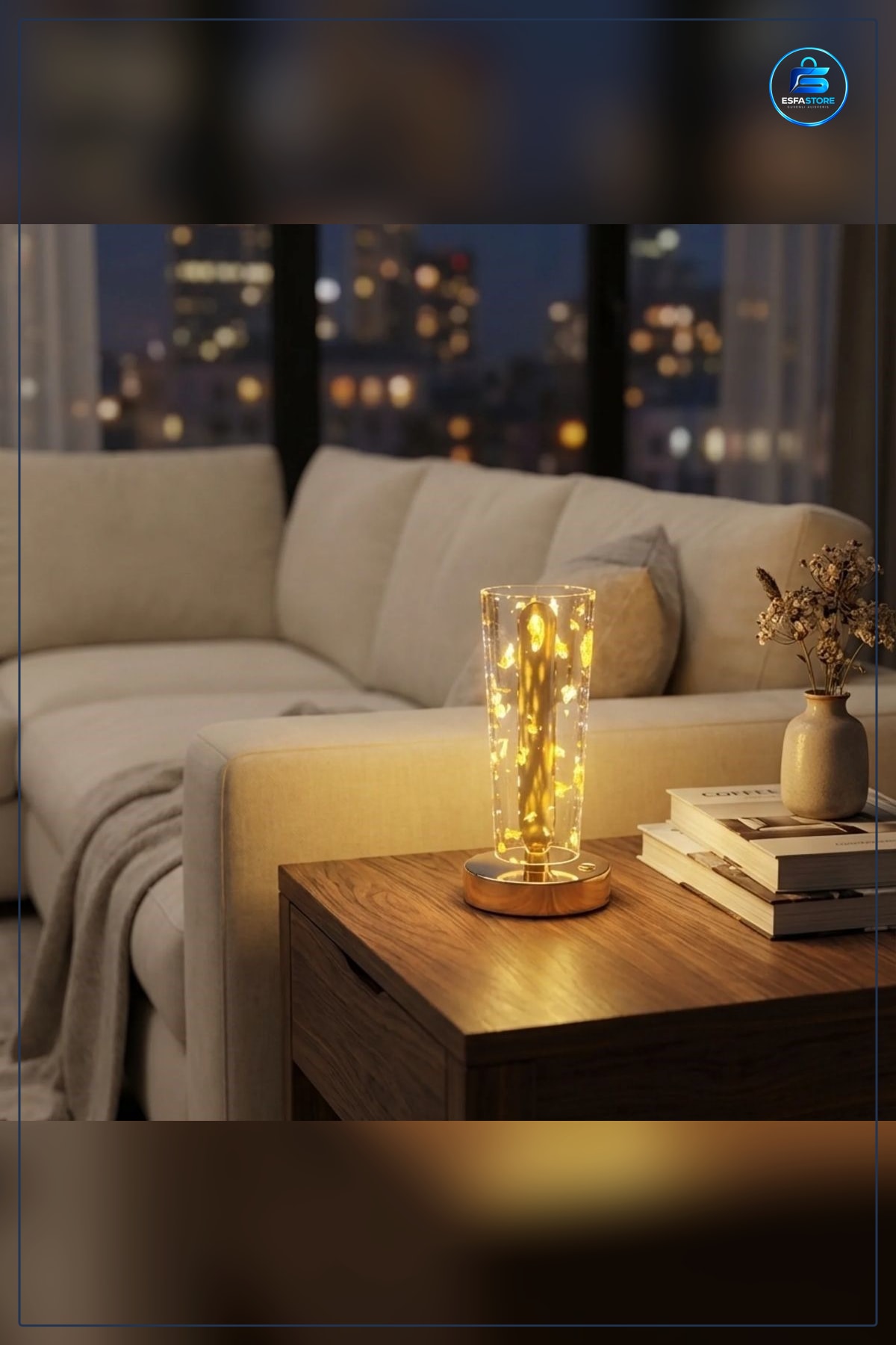 Silindirik Kristal Masa Lambası Dokunmatik Şarjlı LED Gece Işığı Modern Dekoratif Kablosuz