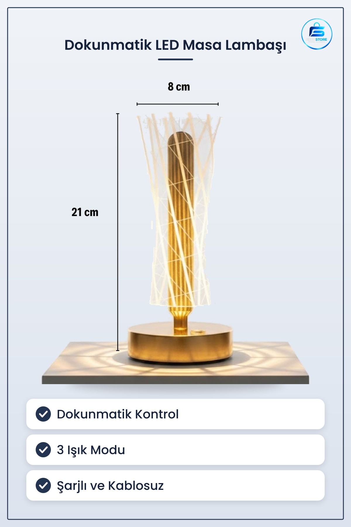 Silindirik Kristal Çizgi Model Dokunmatik Şarjlı LED Masa Lambaı Modern Dekoratif Gece Aydınlatması