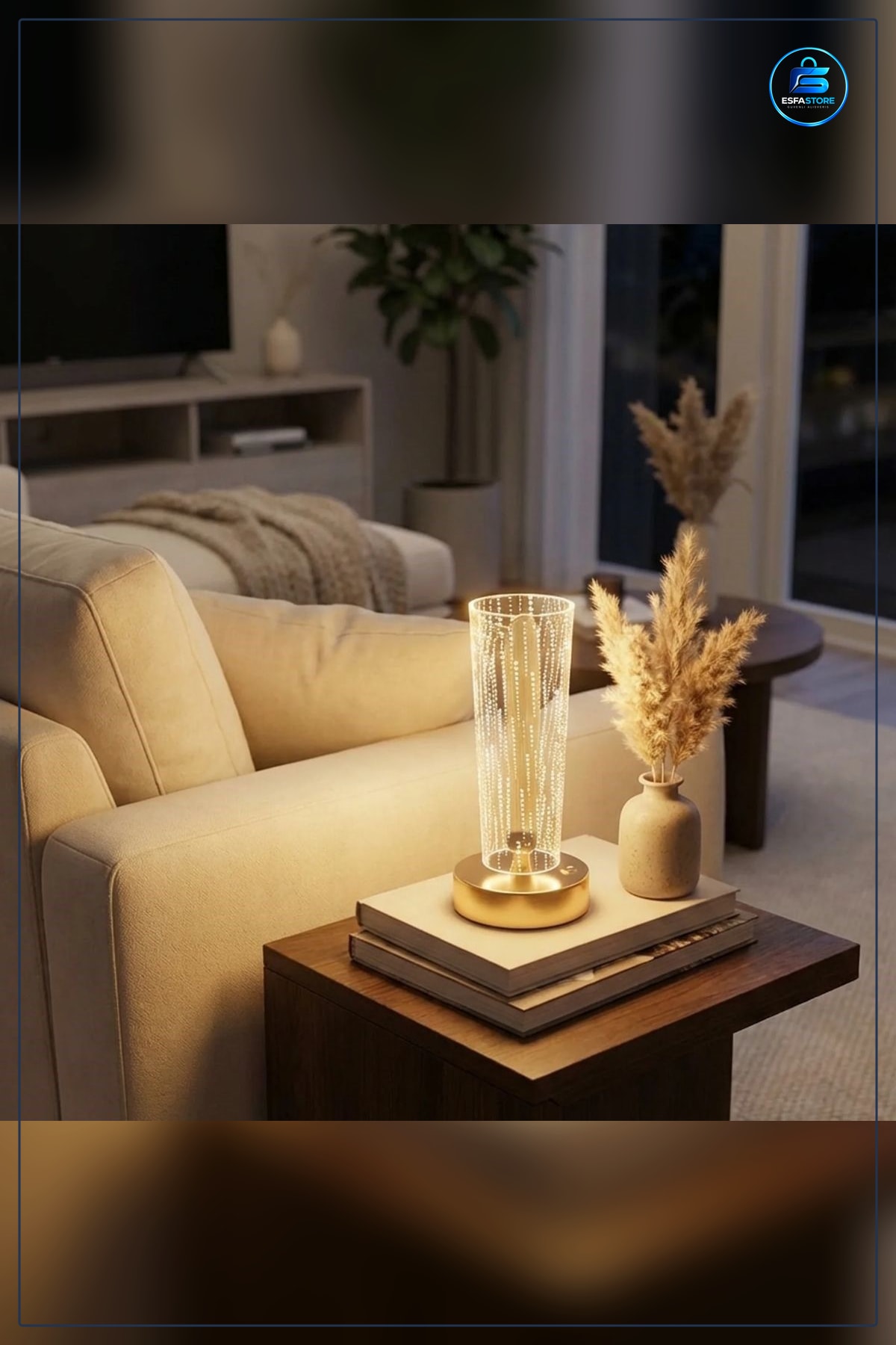 Masa Lambası Silindirik Kristal Nokta Desenli Dokunmatik LED Şarjlı Dekoratif Gece Işığı Modern