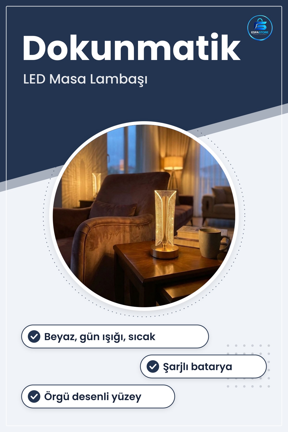 Kristal Masa Lambası Örgü Desenli Dokunmatik Şarjlı LED Gece Işığı Dekoratif Pratik Hediyelik Ev