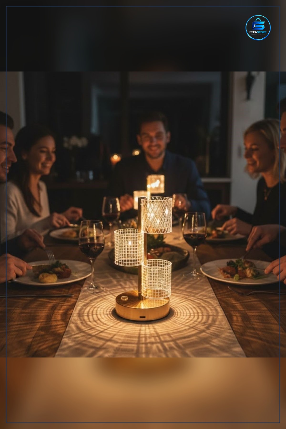 Silindirik Kristal Ekose Kareli Masa Lambası Dokunmatik Şarjlı LED Dekoratif Kablosuz Modern