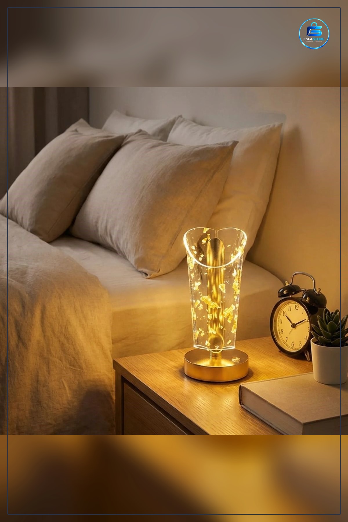 Masa Lambası Açık Silindirik Kristal Işıltılı Dokunmatik LED Şarjlı Gece Aydınlatma Hediyelik