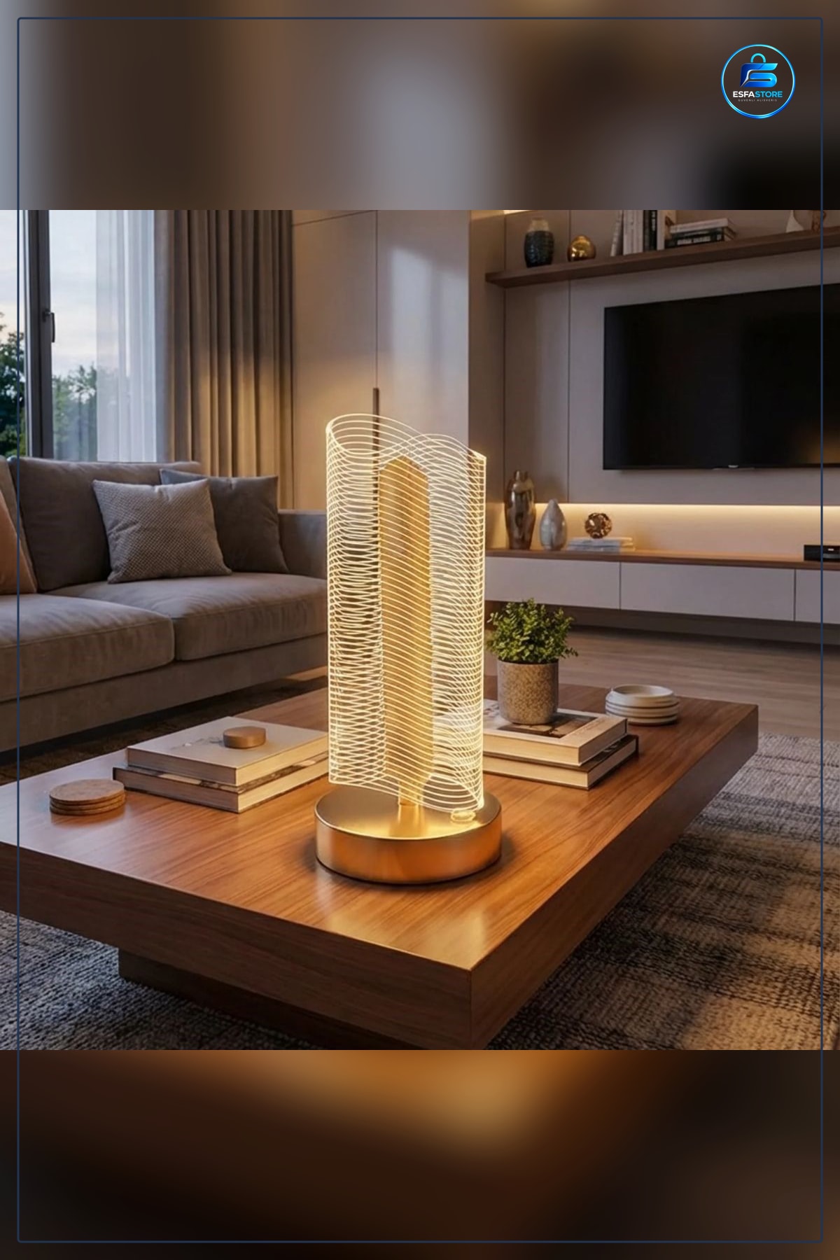 Masa Lambası Dalgalı Silindirik Kristal Çizgili Dokunmatik LED Şarjlı Gece Aydınlatma Hediyelik