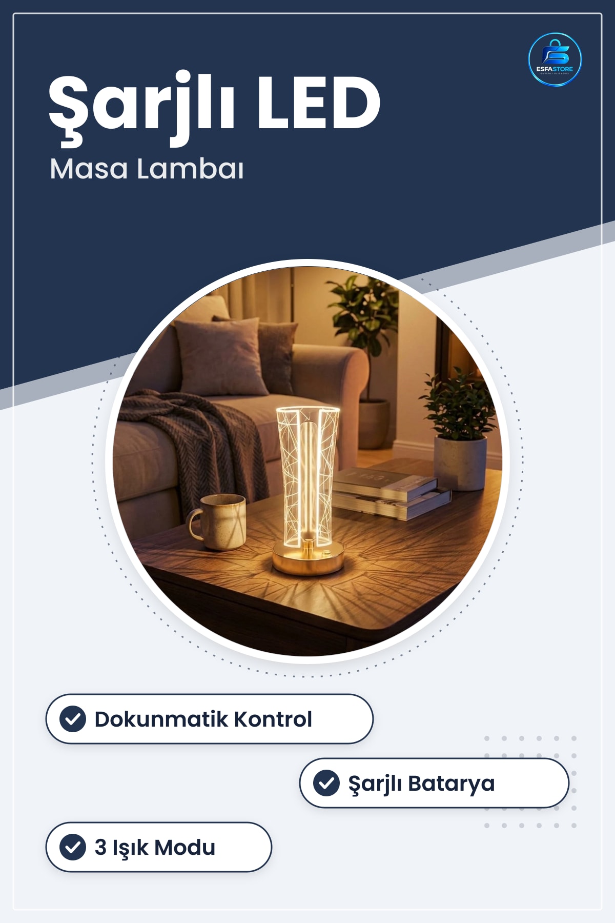 Kristal Masa Lambası Geometrik Çizgili Dokunmatik Şarjlı LED Gece Işığı Dekoratif Pratik Hediyelik