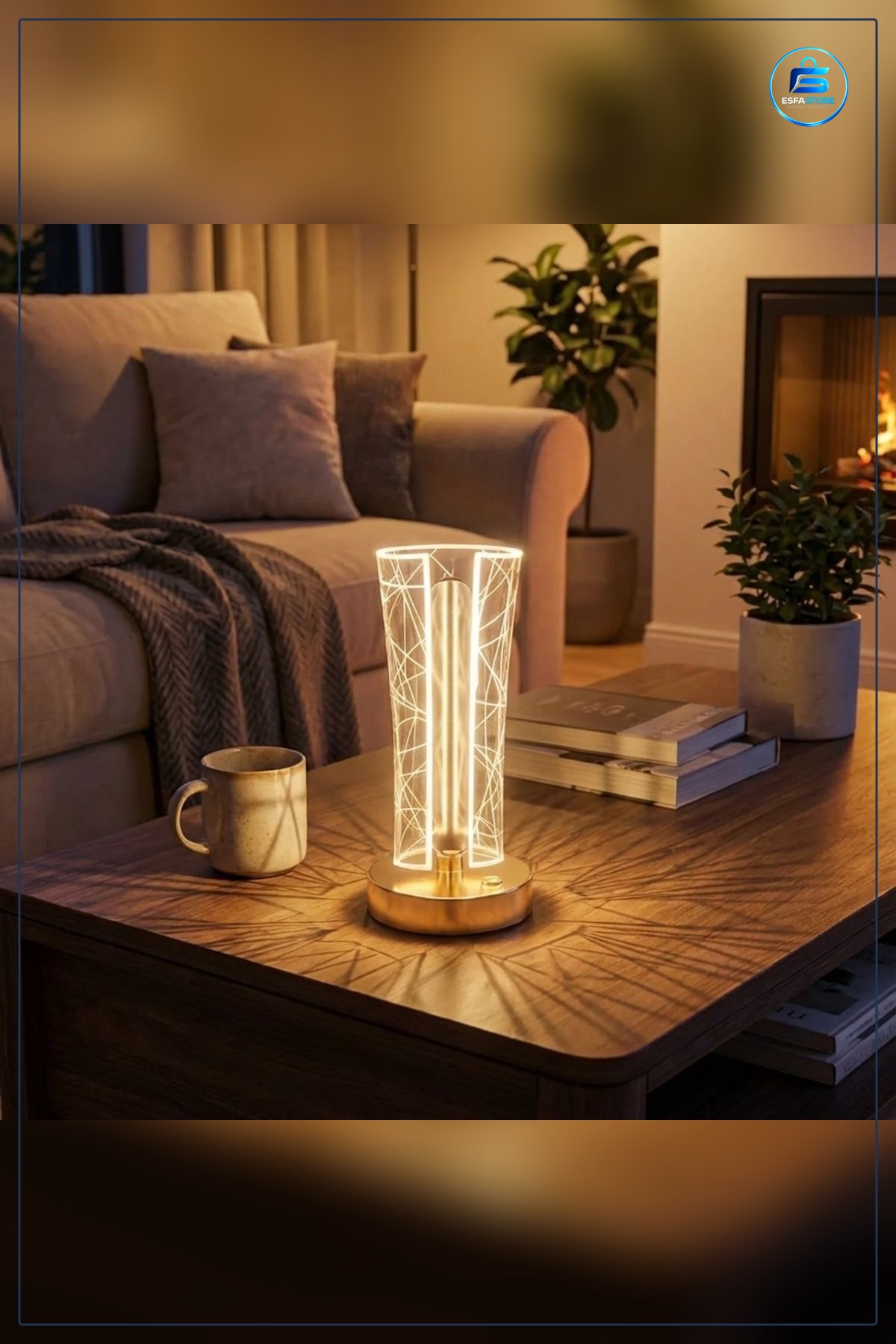 Kristal Masa Lambası Geometrik Çizgili Dokunmatik Şarjlı LED Gece Işığı Dekoratif Pratik Hediyelik