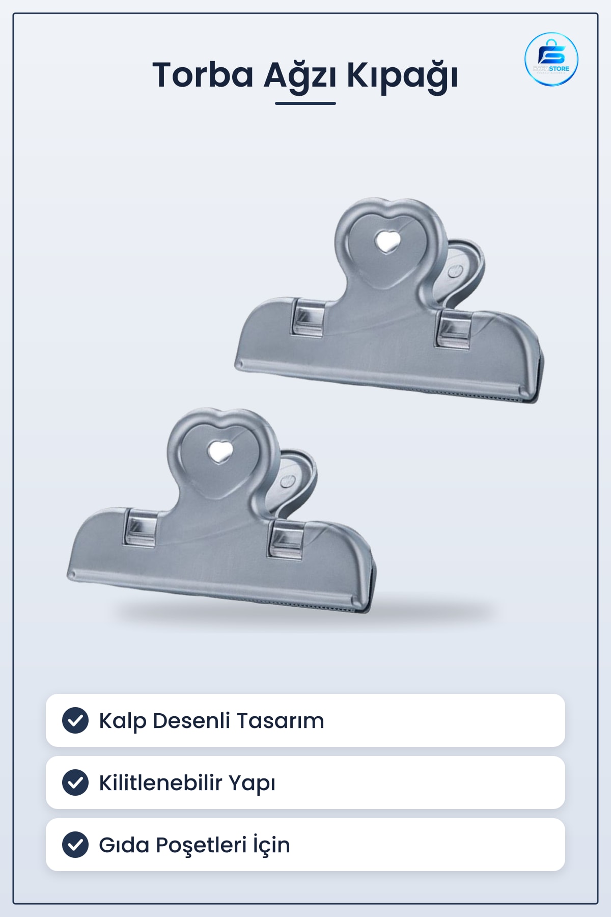 Torba Poşet Ağız Kapatma Klipsi Kilitli Kalp Desenli Pratik Gıda Saklama Mandalı Mutfak Düzenleyici