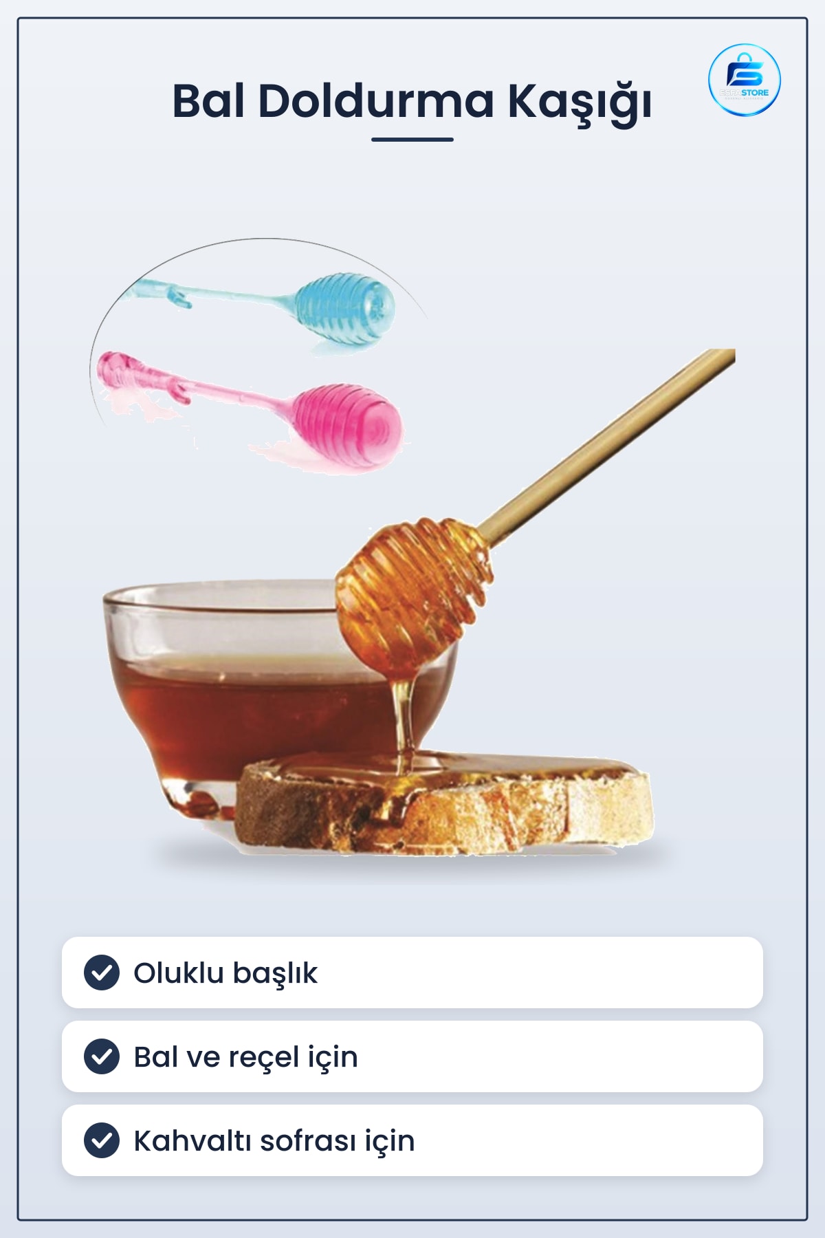 Plastik Bal Doldurma Reçel Servis Kaşığı Mutfak Rengarenk Şirin Pratik 16cm x 3,2cm
