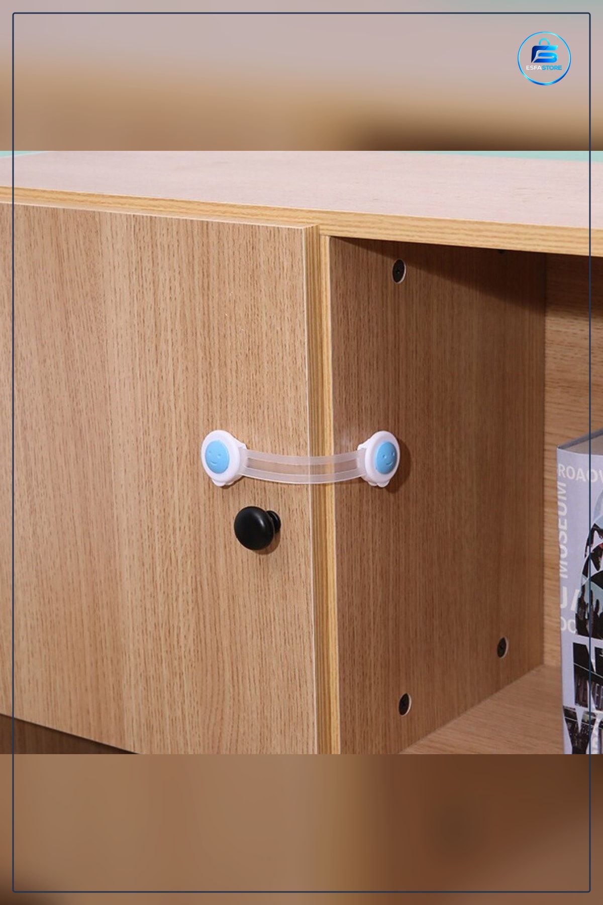 Bebek Çocuk Güvenlik Dolap Çekmece Emniyet Kilidi 7 cm x 14,5 Plastik Mavi Beyaz Kapı Koruma