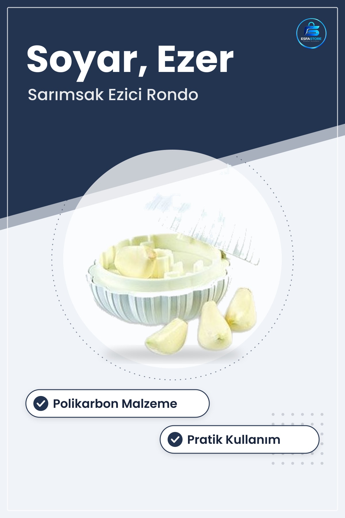 Mutfak Sarımsak Ezici Rondo Polikarbon Pratik Soğan Doğrayıcı Kullanışlı Kaliteli Ev Hediyelik