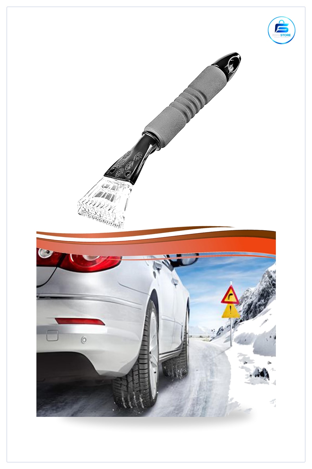 Araç Camı Buz Kazıyıcı ve Kar Fırçası 31 cm Kauçuk Saplı Oto Cam Temizleme Aracı Kışlık