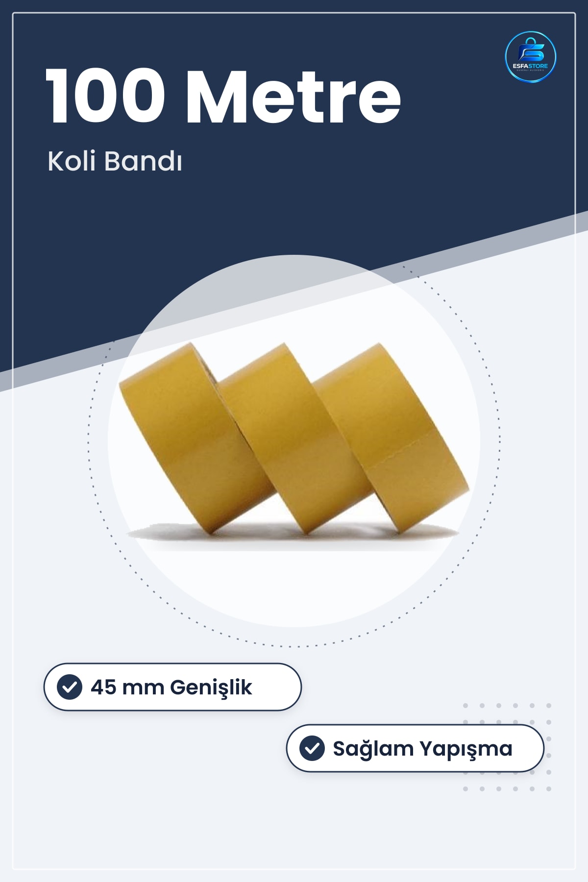 Koli Kutulama Bandı 45 mm x 100 Mt Şeffaf Metre Sağlam Kaliteli Yapışkanlı Uzun Rulo