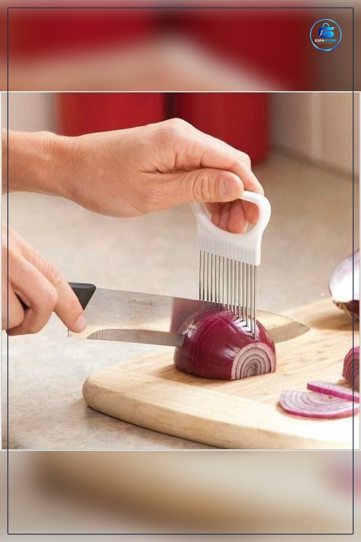 Sebze Kesme Dilimleme Aleti Aparatı Soğan Eşit Şekilde Pratik Kolay Kullanım 10,6cm x 7,9cm 1cm
