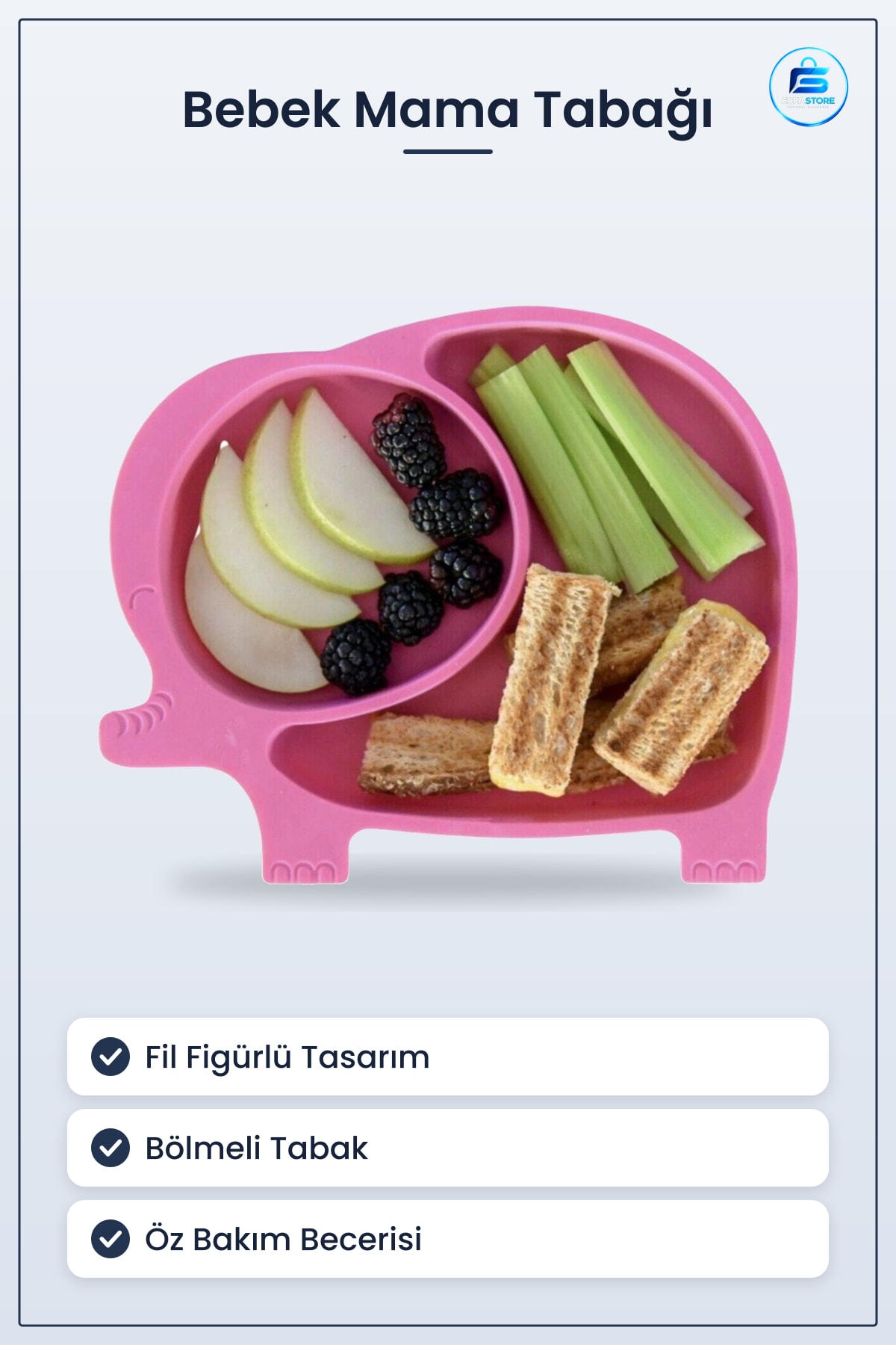Bebek Mama Tabağı Sevimli Fil Model Desenli Bölmeli Çocuk Yemek Kabı Öz Bakım Becerisi Hediyelik