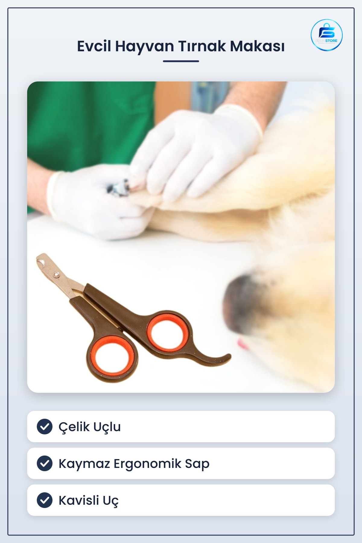 Kedi Köpek Tırnak Makası Çelik Uçlu Evcil Hayvan Pati Bakım Aleti Ergonomik Kaymaz Sap Pratik