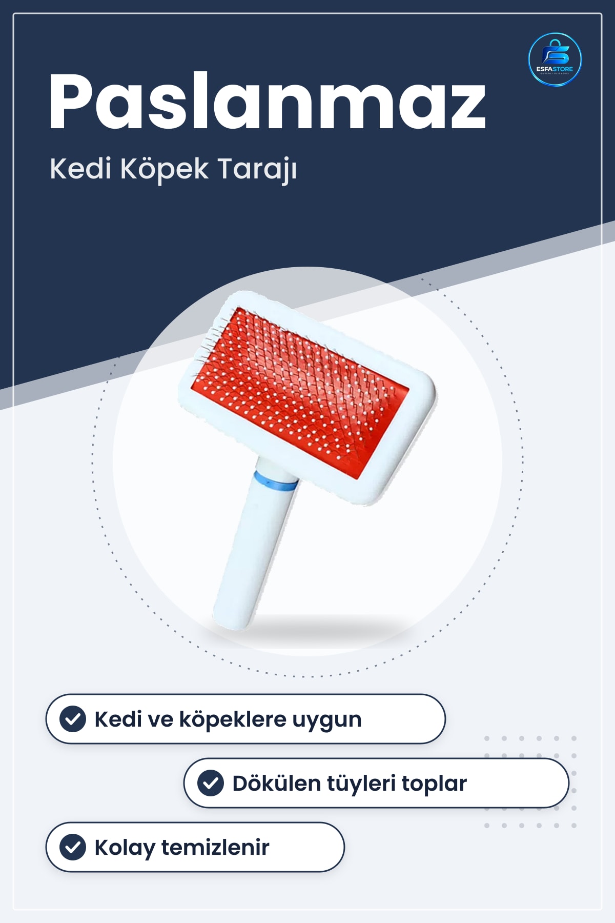 Evcil Hayvan Tüy Tarama Fırçası Paslanmaz Kedi Köpek Toplama Kolay Temizlenir Bakım Aleti Pratik