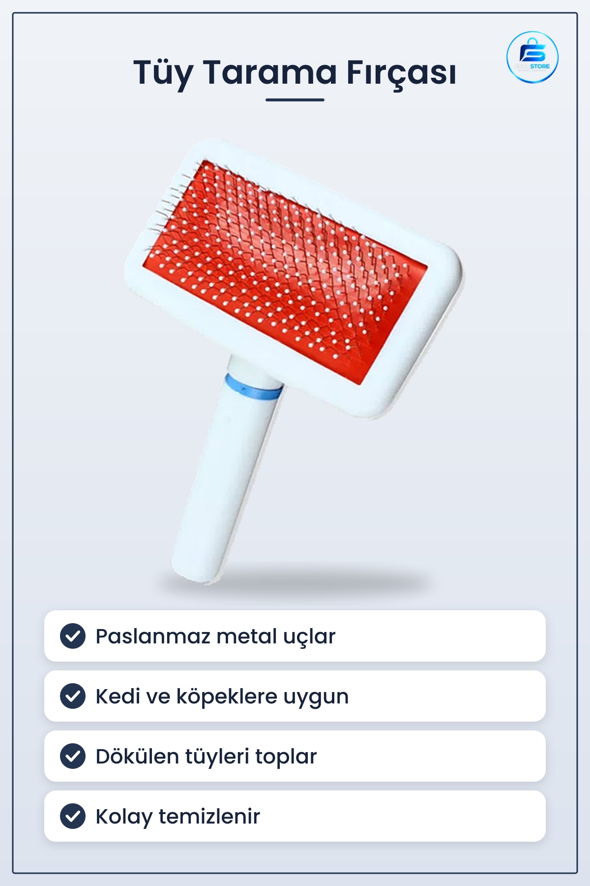 Evcil Hayvan Tüy Tarama Fırçası Paslanmaz Kedi Köpek Toplama Kolay Temizlenir Bakım Aleti Pratik