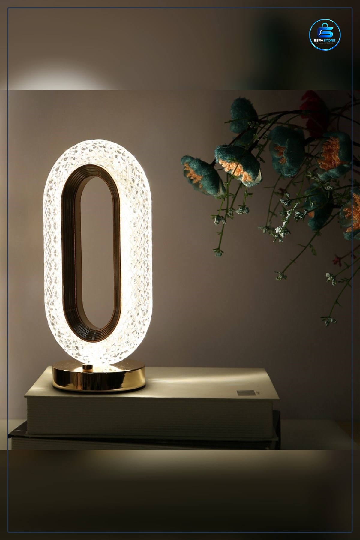 Oval Model Kristal Akrilik Masa Lambaı USB Şarjlı Dokunmatik Led Işık Modlu Dekoratif Aydınlatma