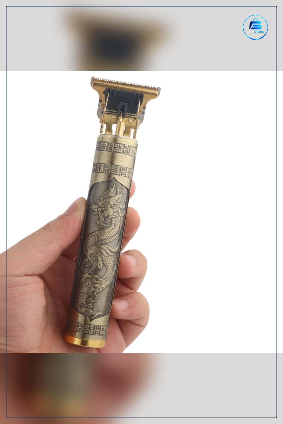 Ejderha Kabartmalı Vintage Görünümlü USB Şarjlı Manuel Tıraş Makinası Dört Farklı Başlıklı Set